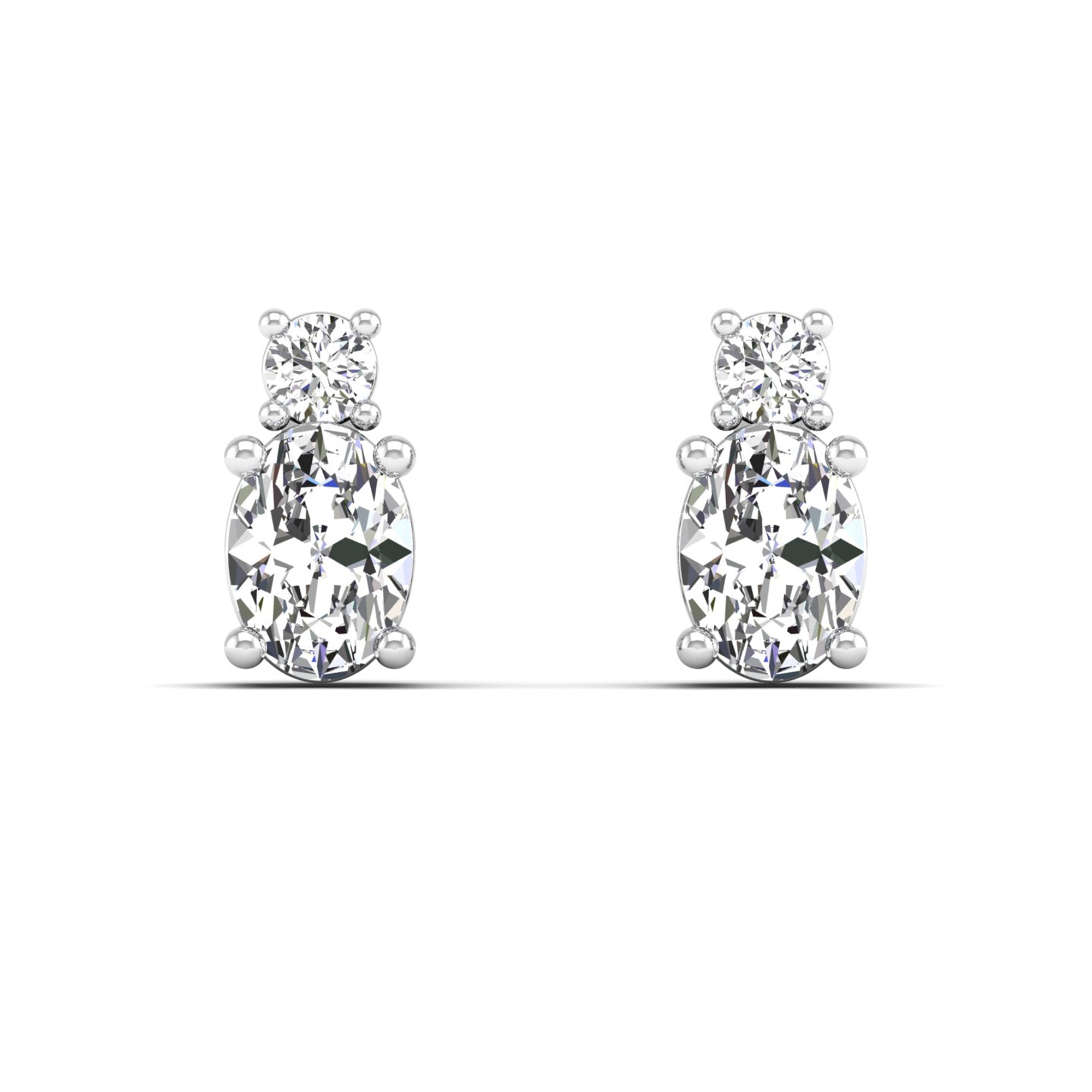 Two-Stone Oval & Round Lab-Grown Diamond Stud Earrings