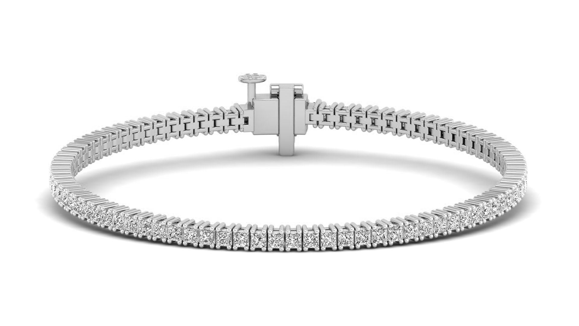 Lab Grown Princess Cut 1.9 mm Diamond Tennis Bracelet