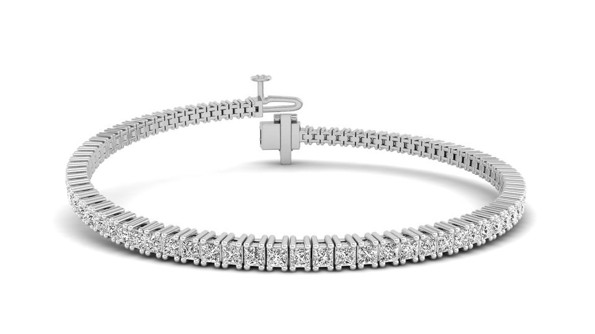 Lab Grown Princess Cut 1.9 mm Diamond Tennis Bracelet