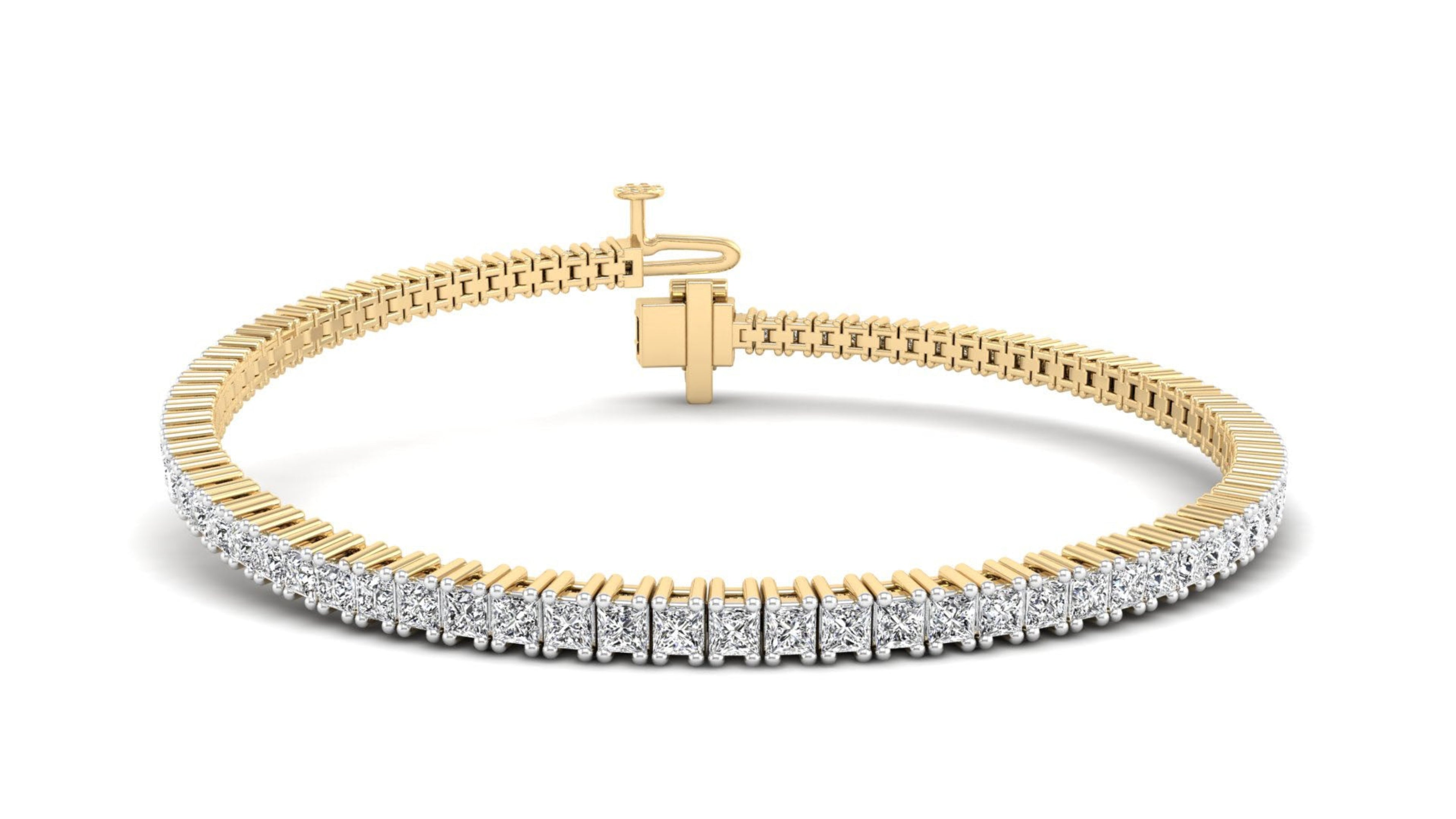 Gold bracelet with diamonds on a white background