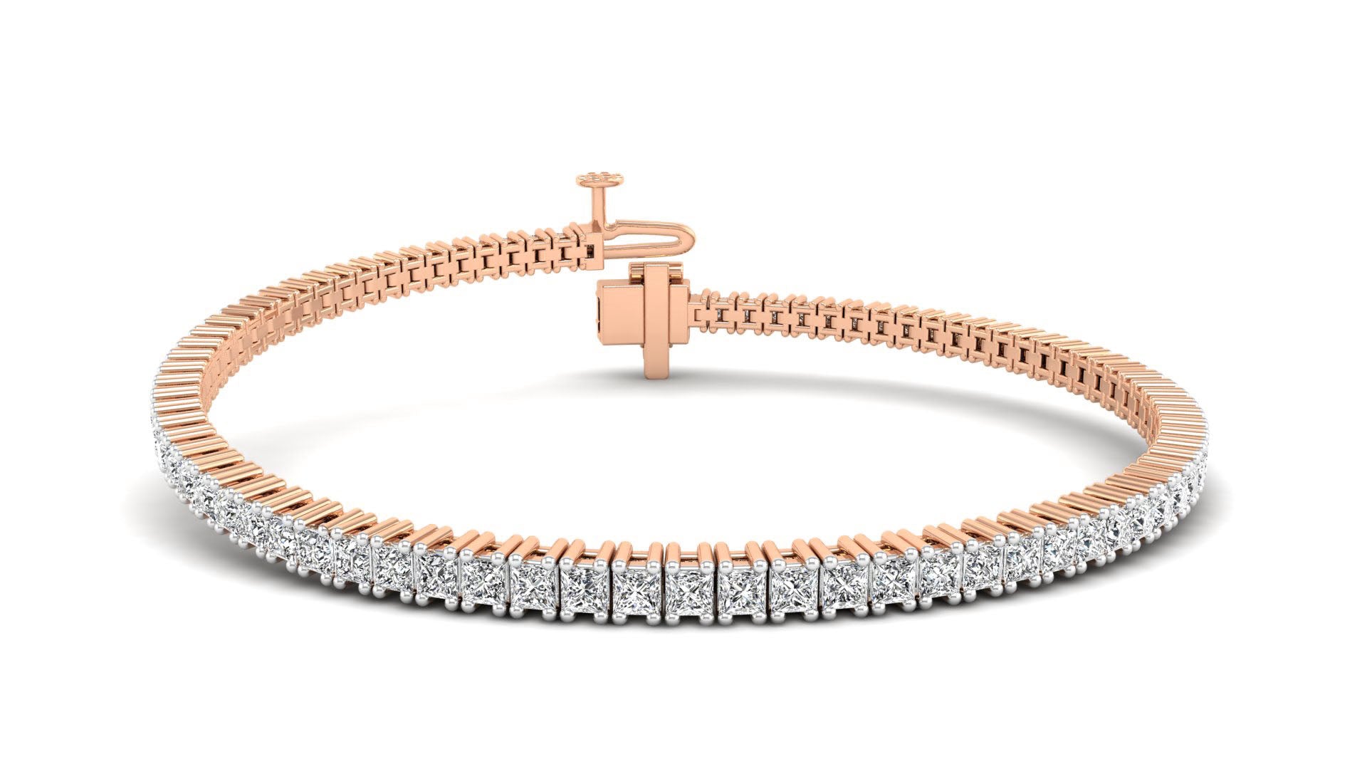 Lab Grown Princess Cut 1.9 mm Diamond Tennis Bracelet