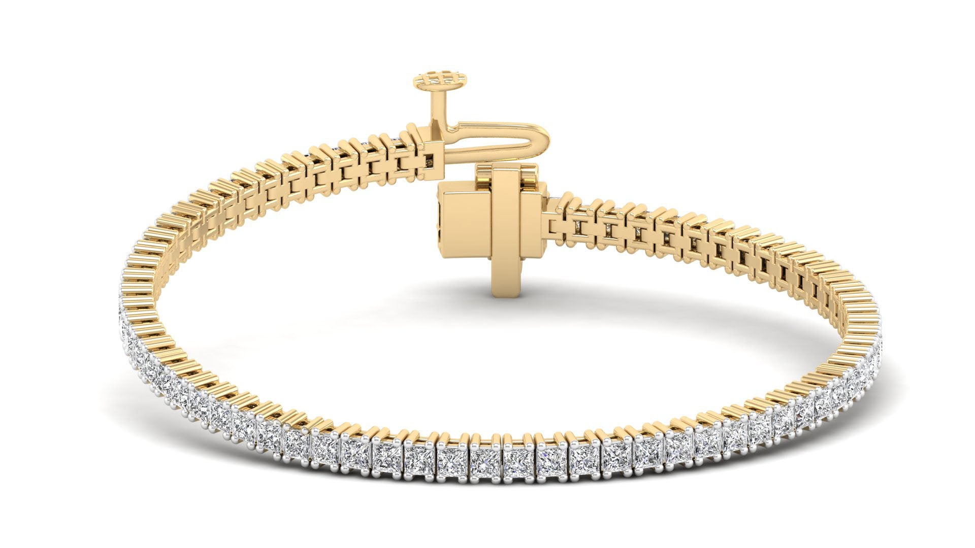 Lab Grown Princess Cut 2.15 mm Diamond Tennis Bracelet