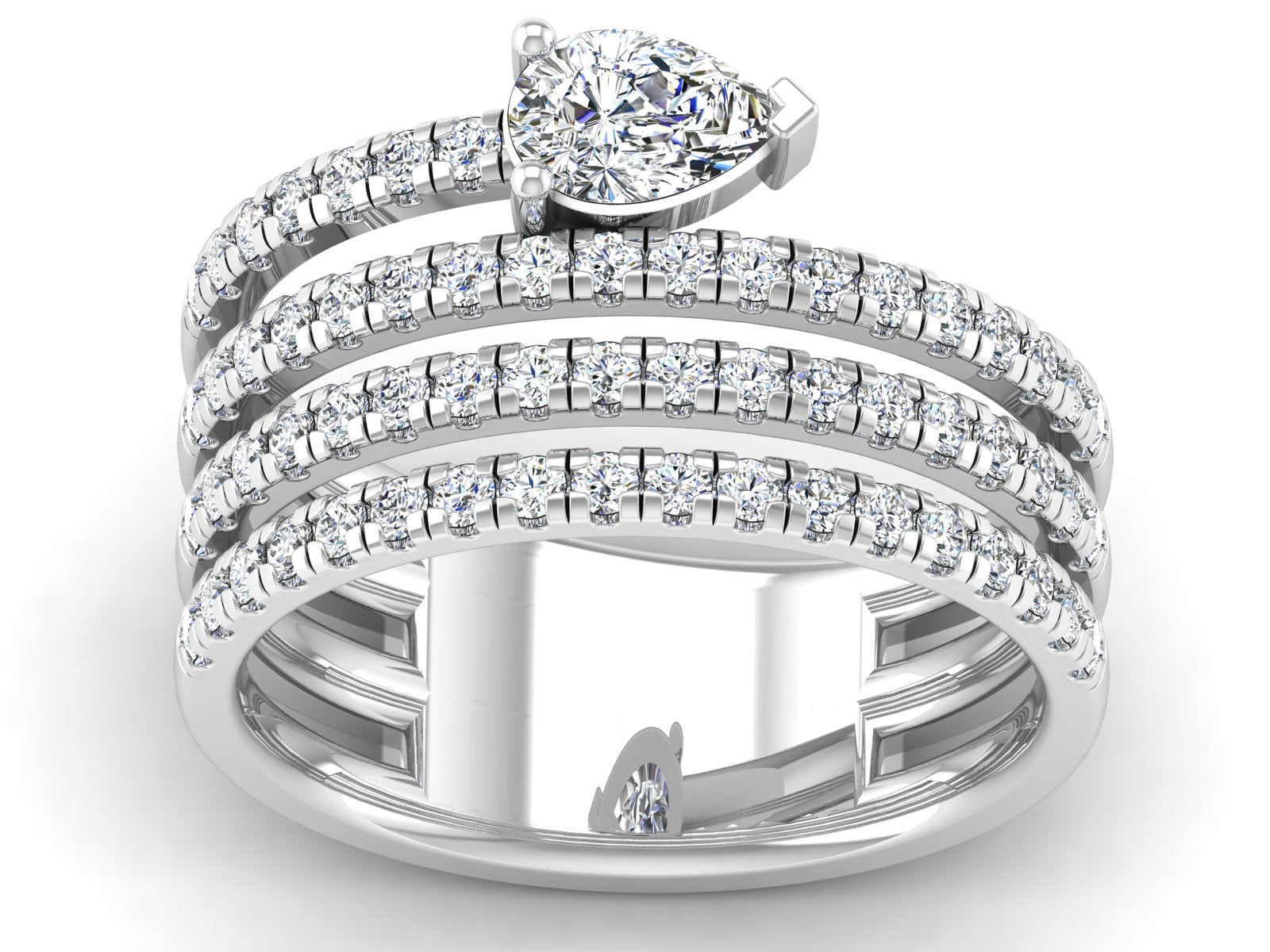 Pear Diamond Crossover Ring