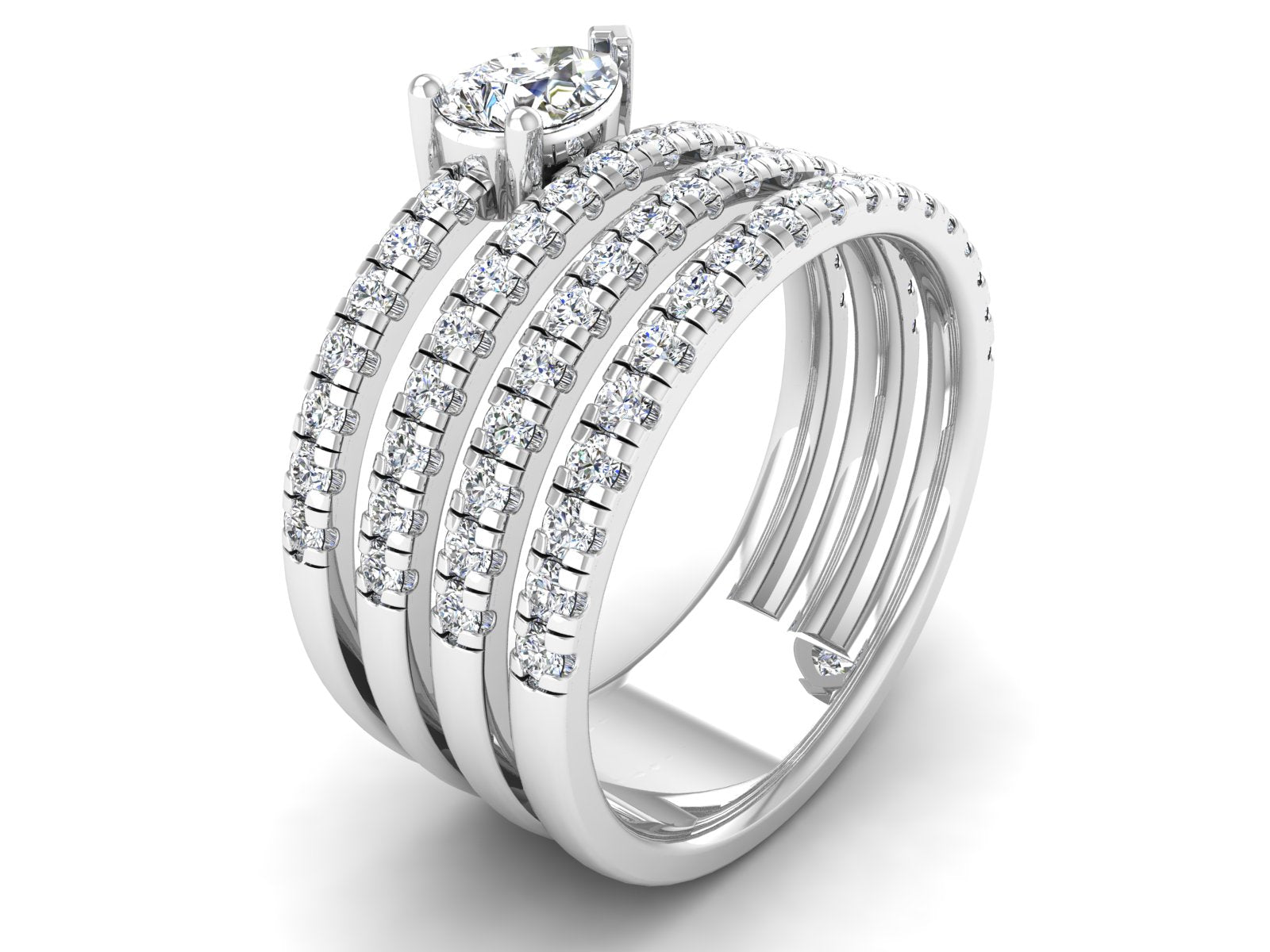 Pear Diamond Crossover Ring