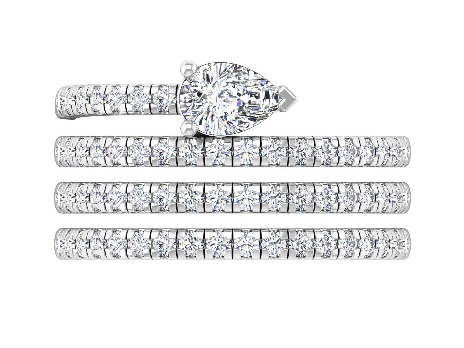 Pear Diamond Crossover Ring