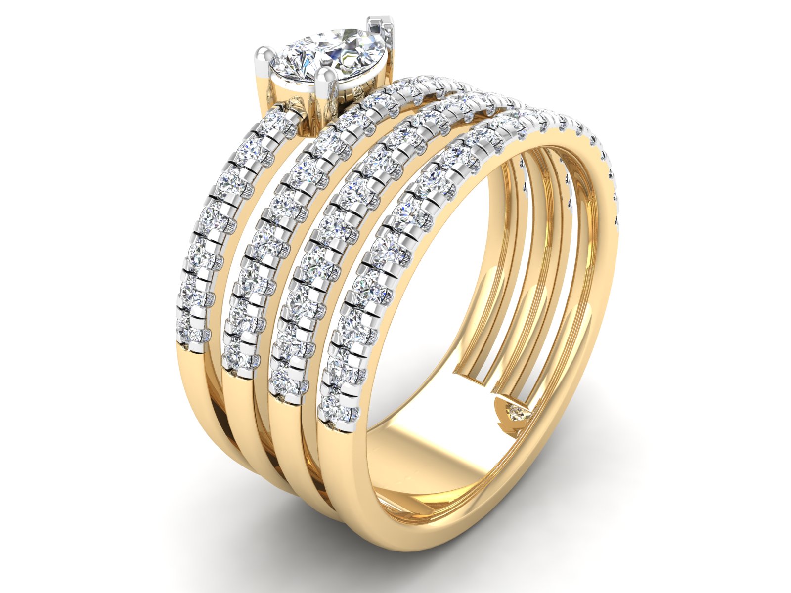 Pear Diamond Crossover Ring