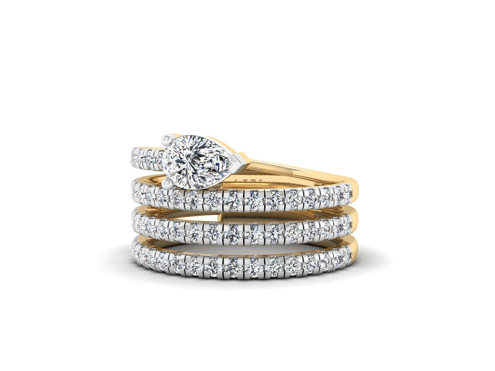 Pear Diamond Crossover Ring