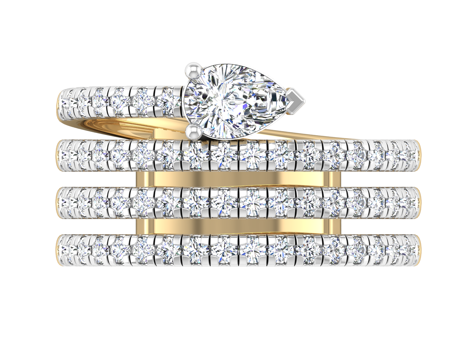 Pear Diamond Crossover Ring