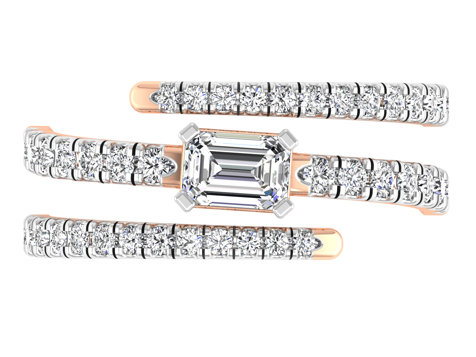 Emerald Diamond Crossover Ring