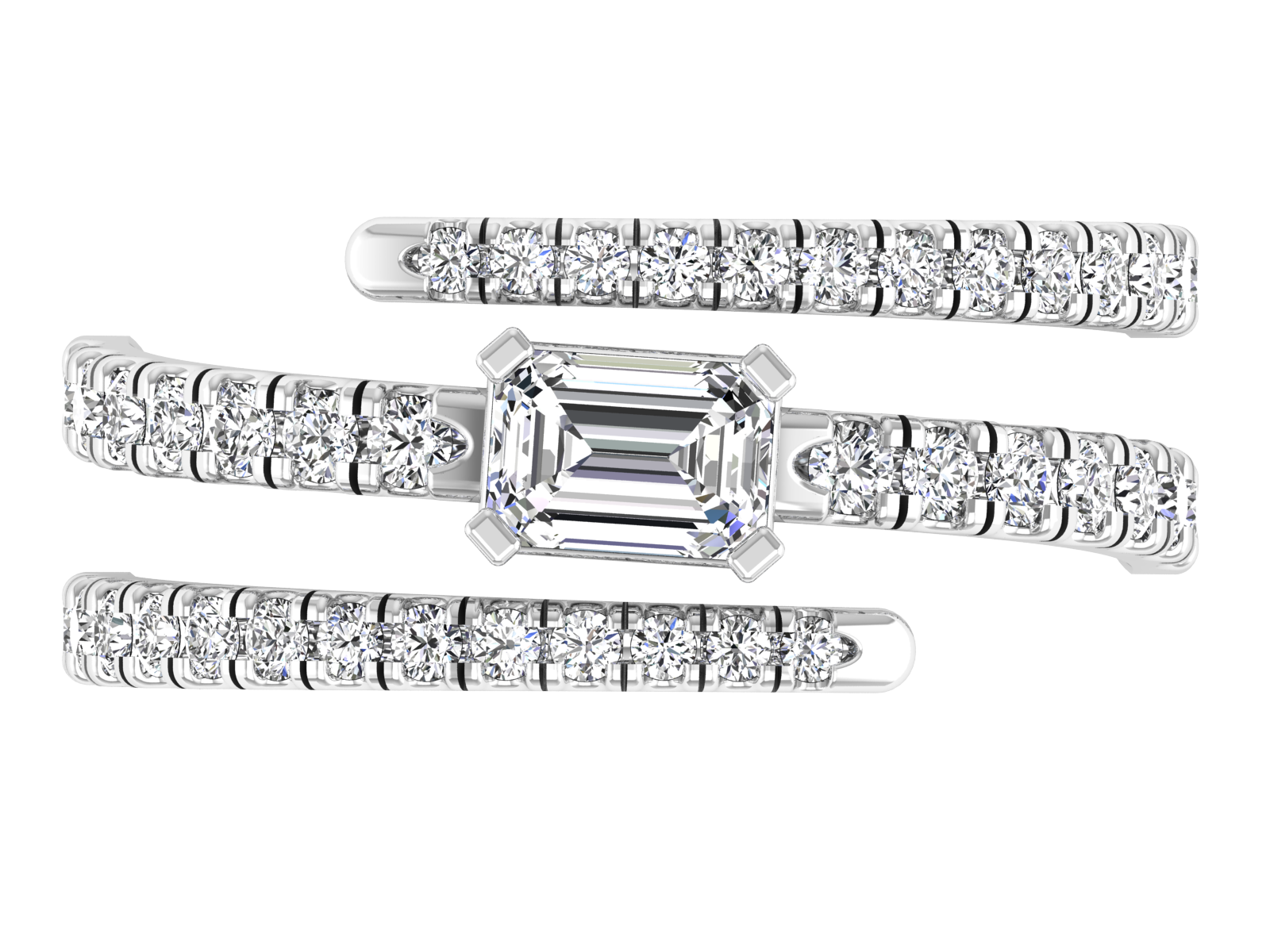 Emerald Diamond Crossover Ring