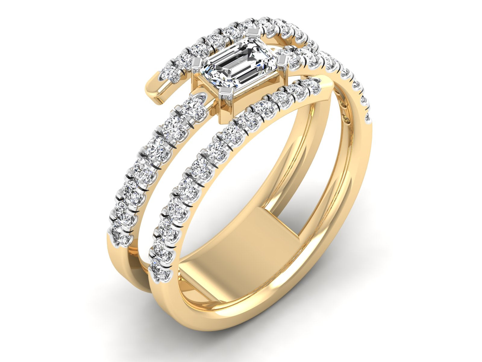 Emerald Diamond Crossover Ring