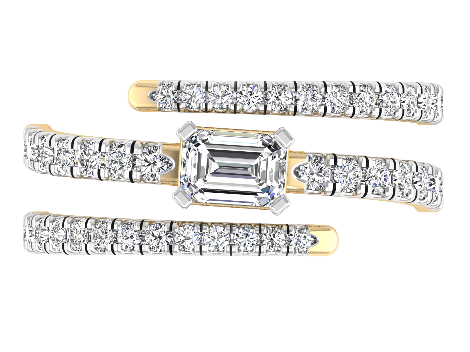 Emerald Diamond Crossover Ring