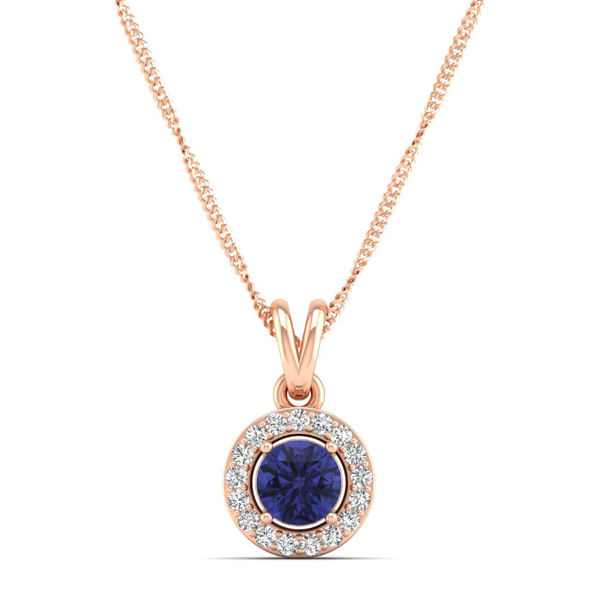 Classic Round Tanzanite Pendant with Accent Stones 5.0 mm Center