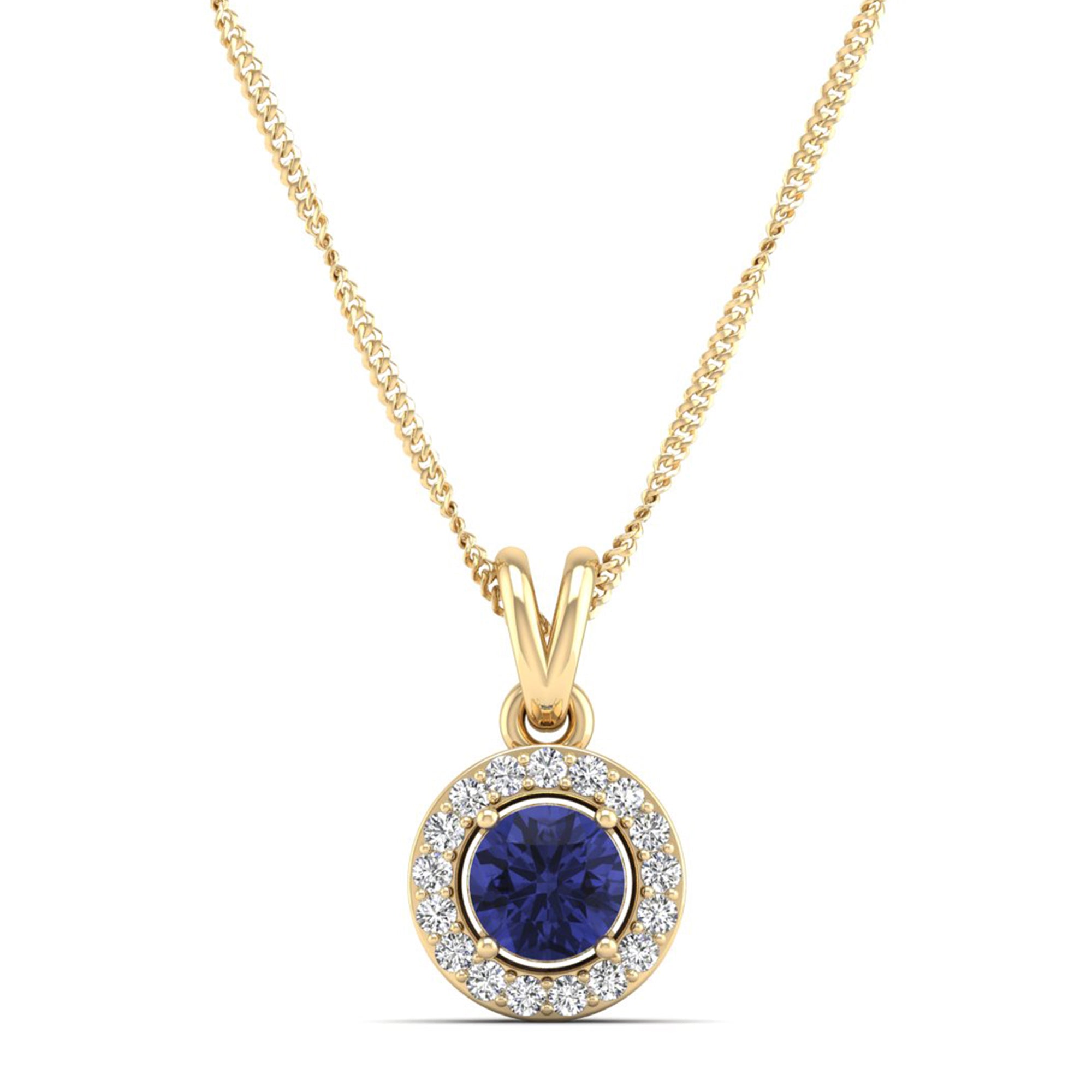 Classic Round Tanzanite Pendant with Accent Stones 5.0 mm Center