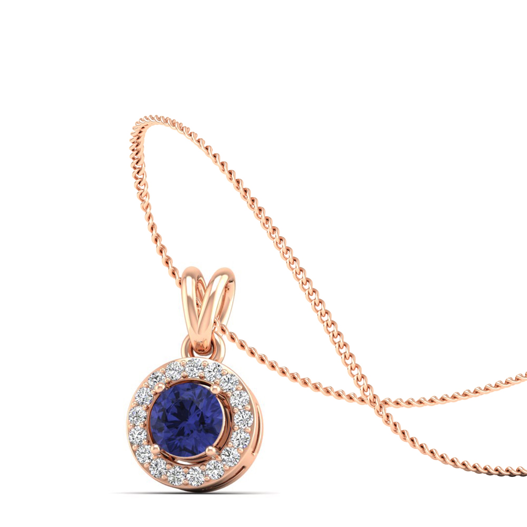 Classic Round Tanzanite Pendant with Accent Stones 5.0 mm Center