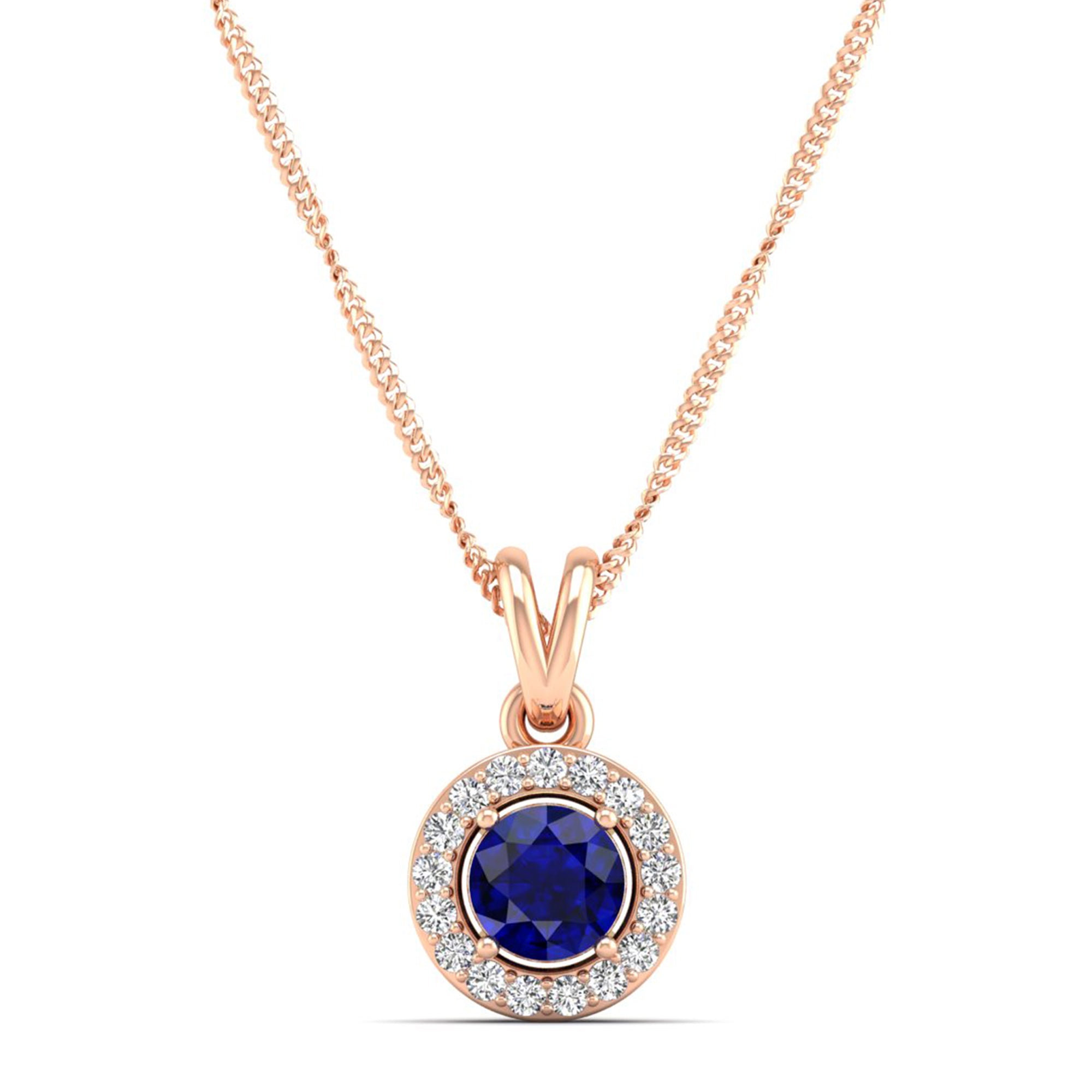 Classic Round Sapphire Pendant with Accent Stones 5.0 mm Center