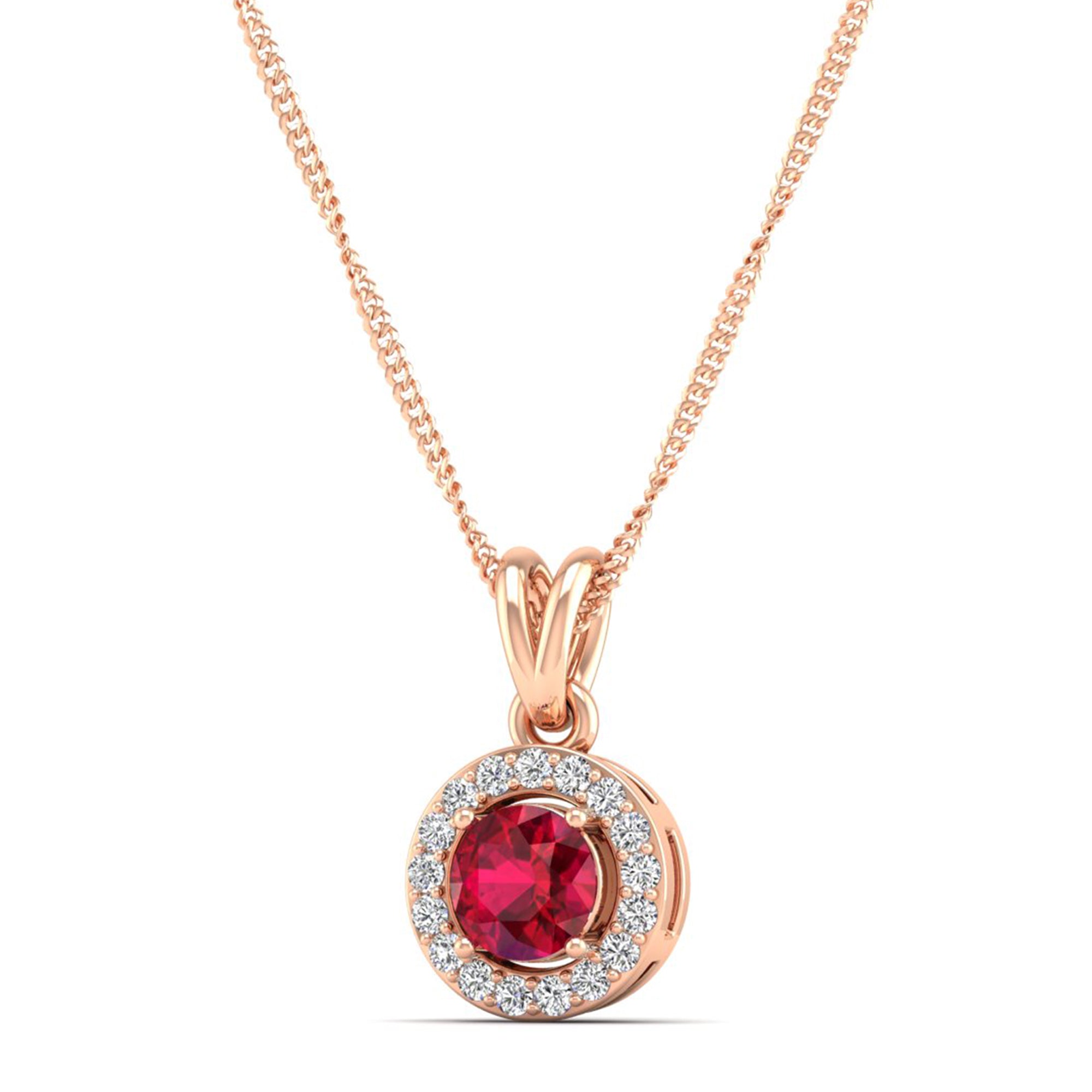 Classic Round Ruby Pendant with Accent Stones 5.0 mm Center
