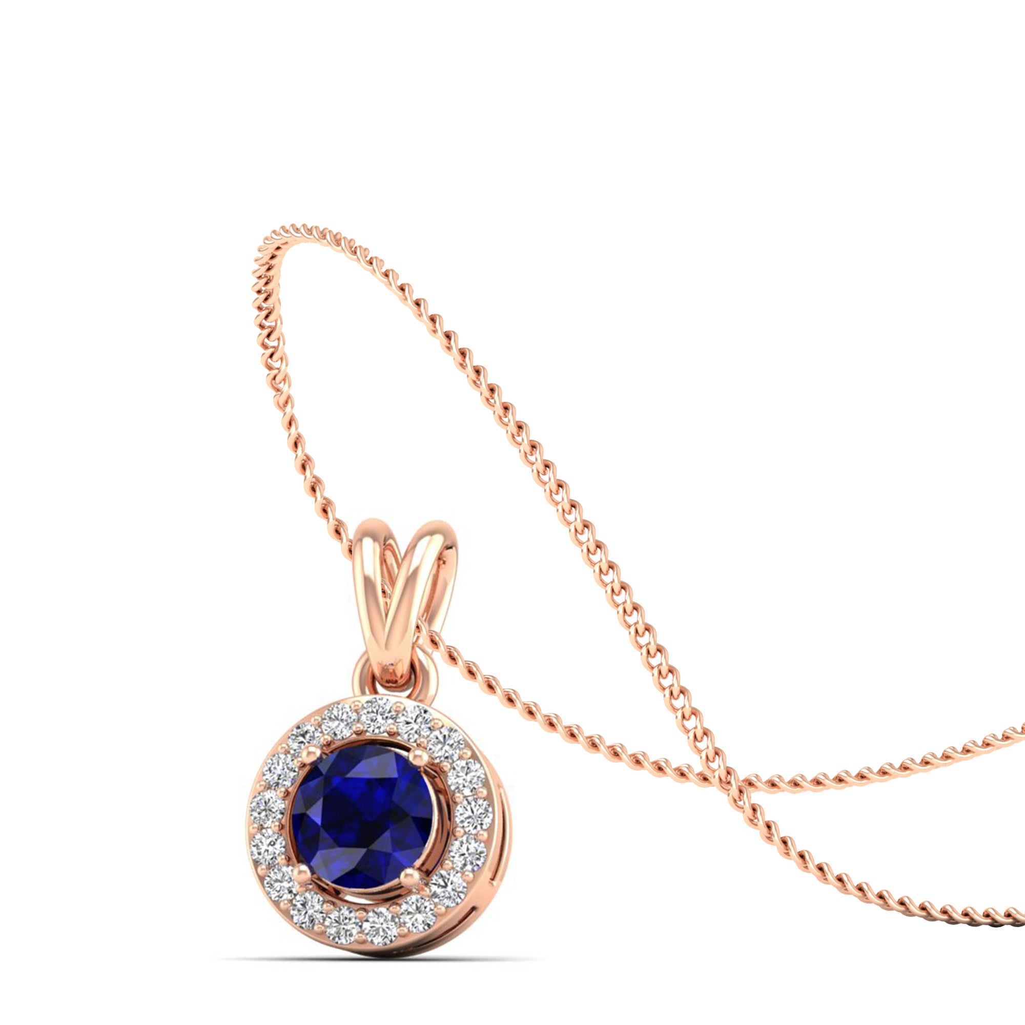 Classic Round Sapphire Pendant with Accent Stones 5.0 mm Center