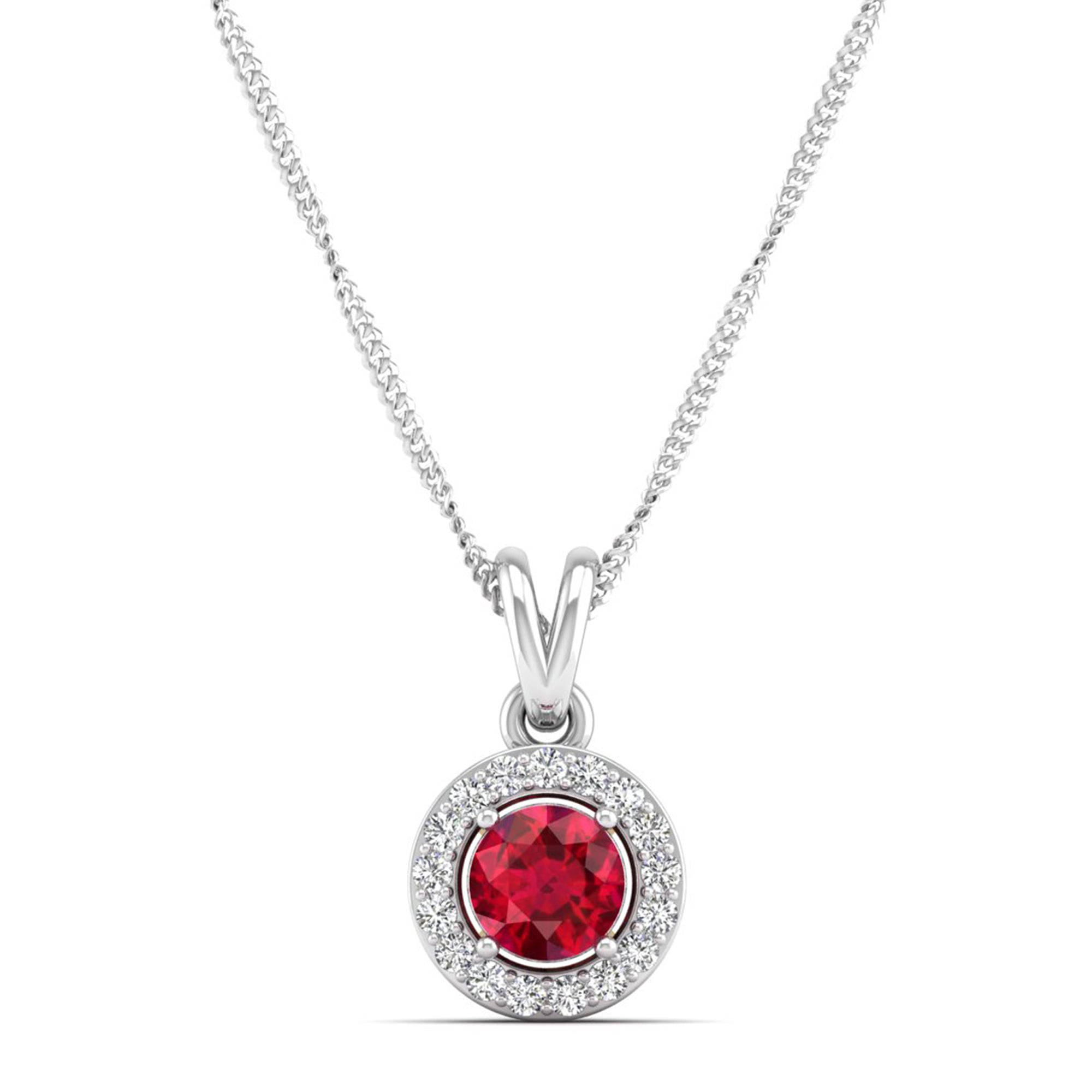 Classic Round Ruby Pendant with Accent Stones 5.0 mm Center
