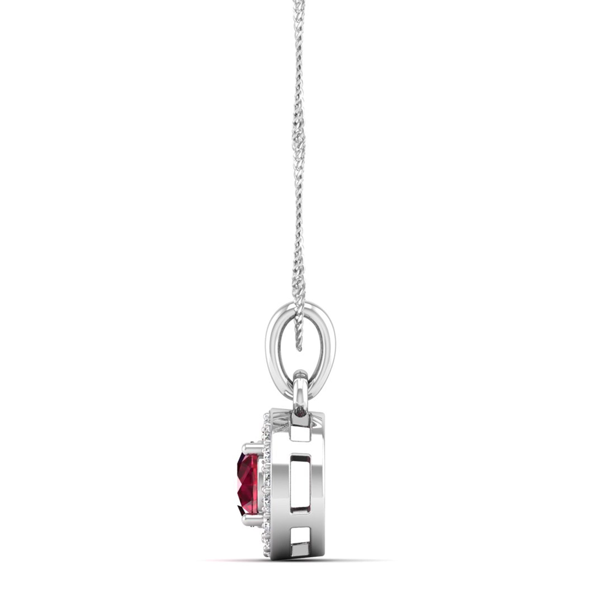 Classic Round Ruby Pendant with Accent Stones 5.0 mm Center