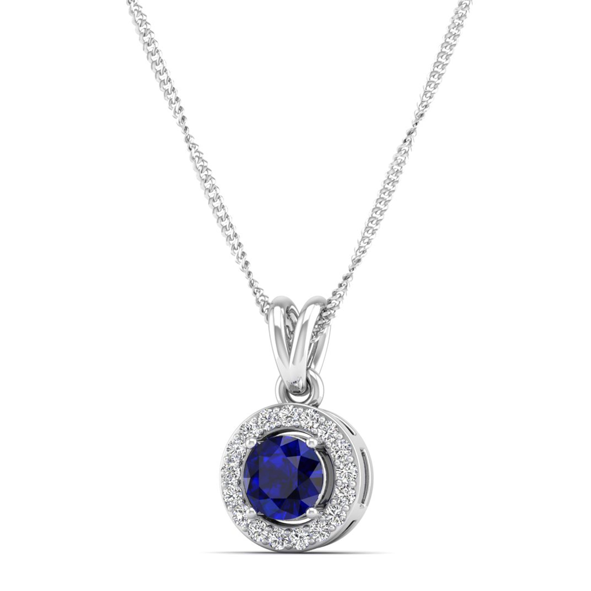 Classic Round Sapphire Pendant with Accent Stones 5.0 mm Center
