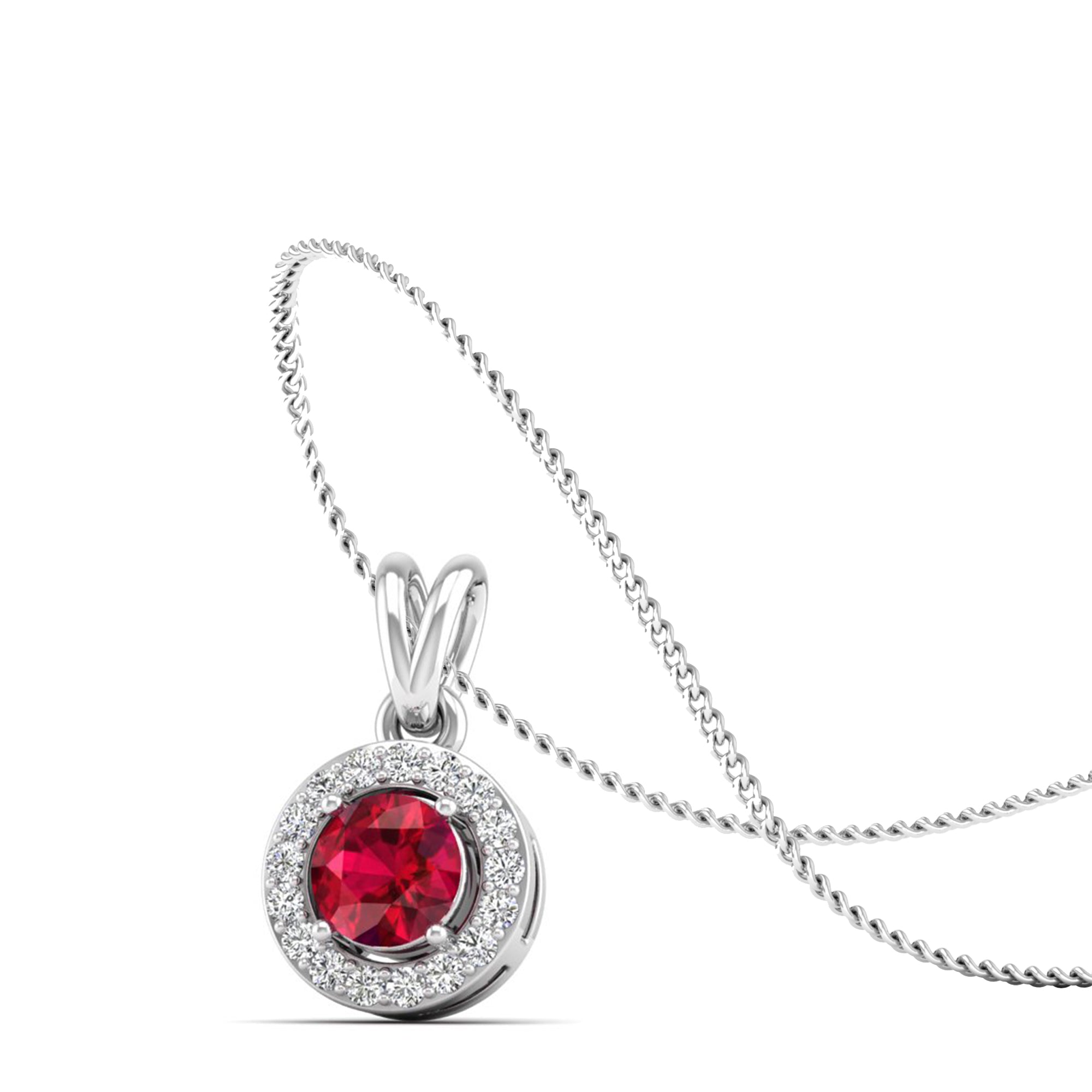 Classic Round Ruby Pendant with Accent Stones 5.0 mm Center