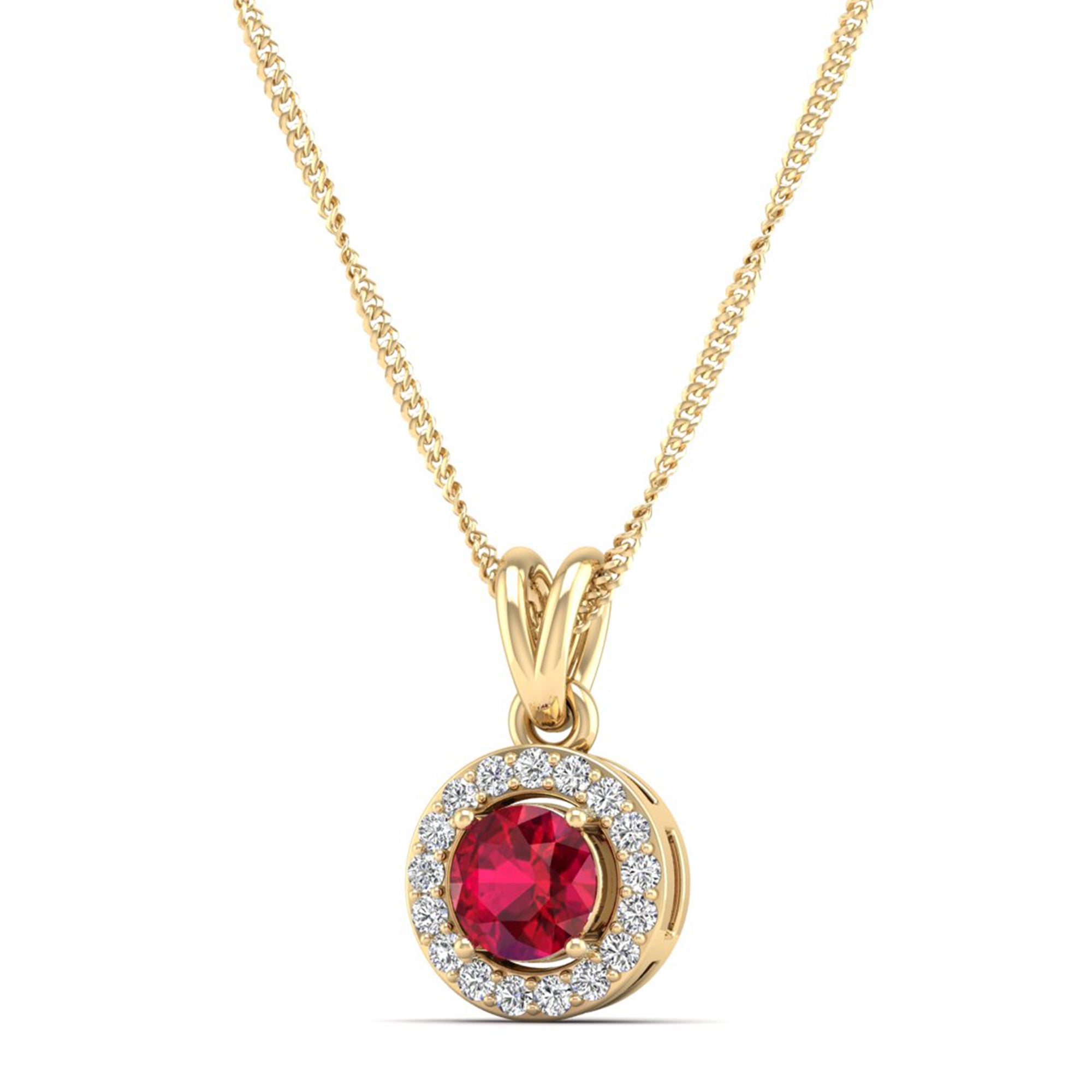 Classic Round Ruby Pendant with Accent Stones 5.0 mm Center
