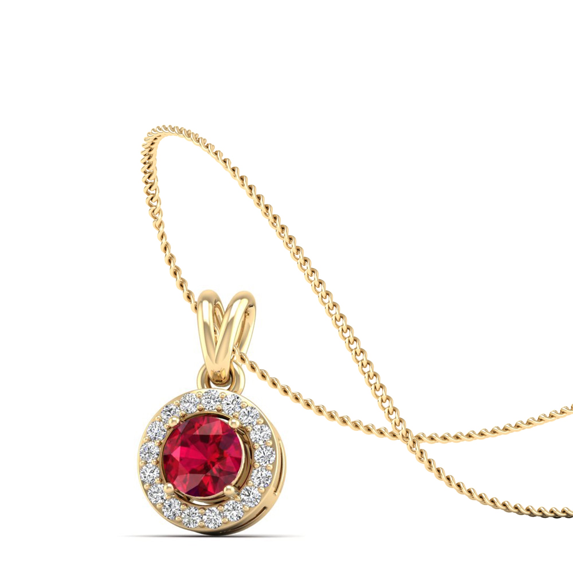 Classic Round Ruby Pendant with Accent Stones 5.0 mm Center