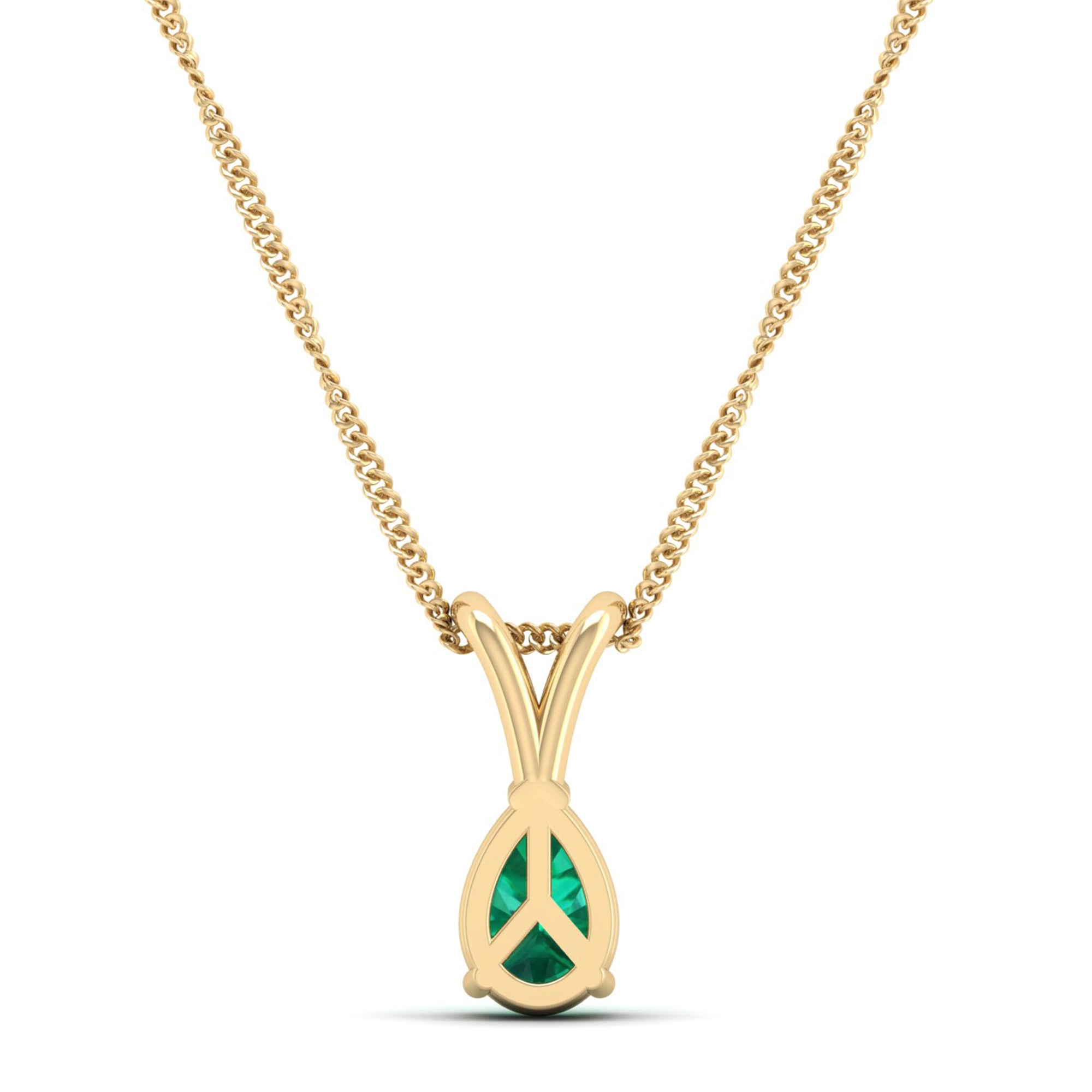 Pear cut Emerald Pendant 0.5 Carat