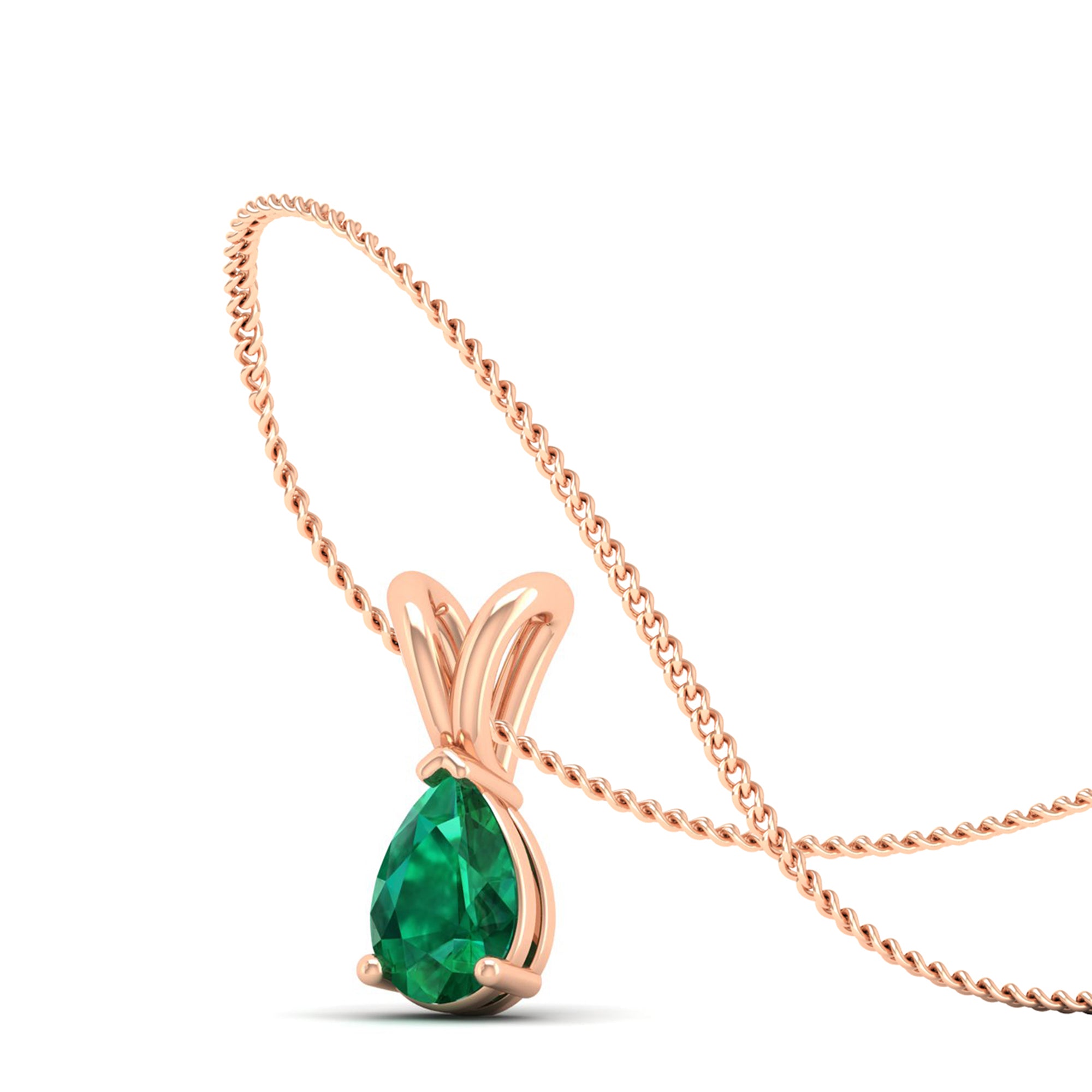Pear Cut Emerald Pendant 1.0 Carat