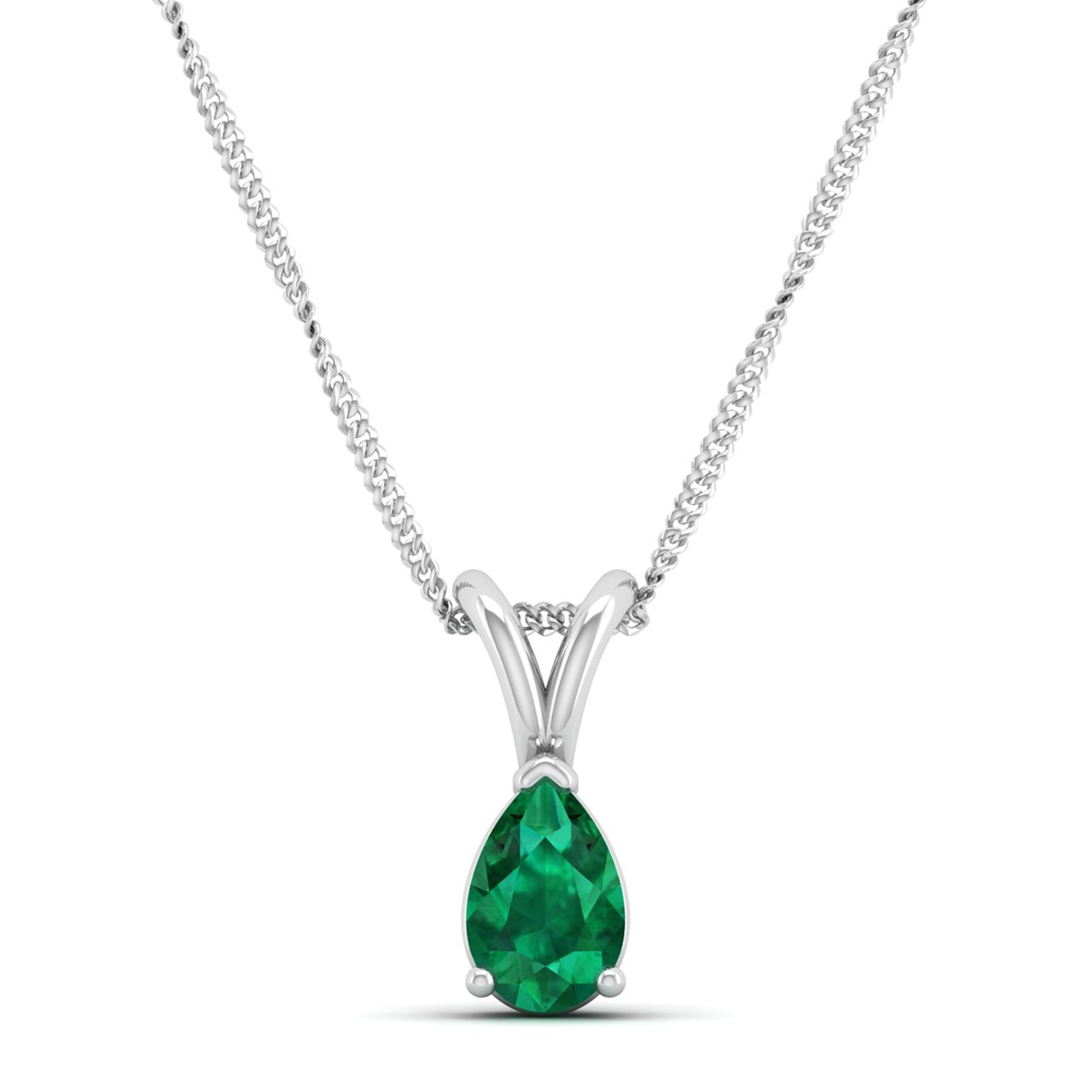 Pear Cut Emerald Pendant 1.0 Carat