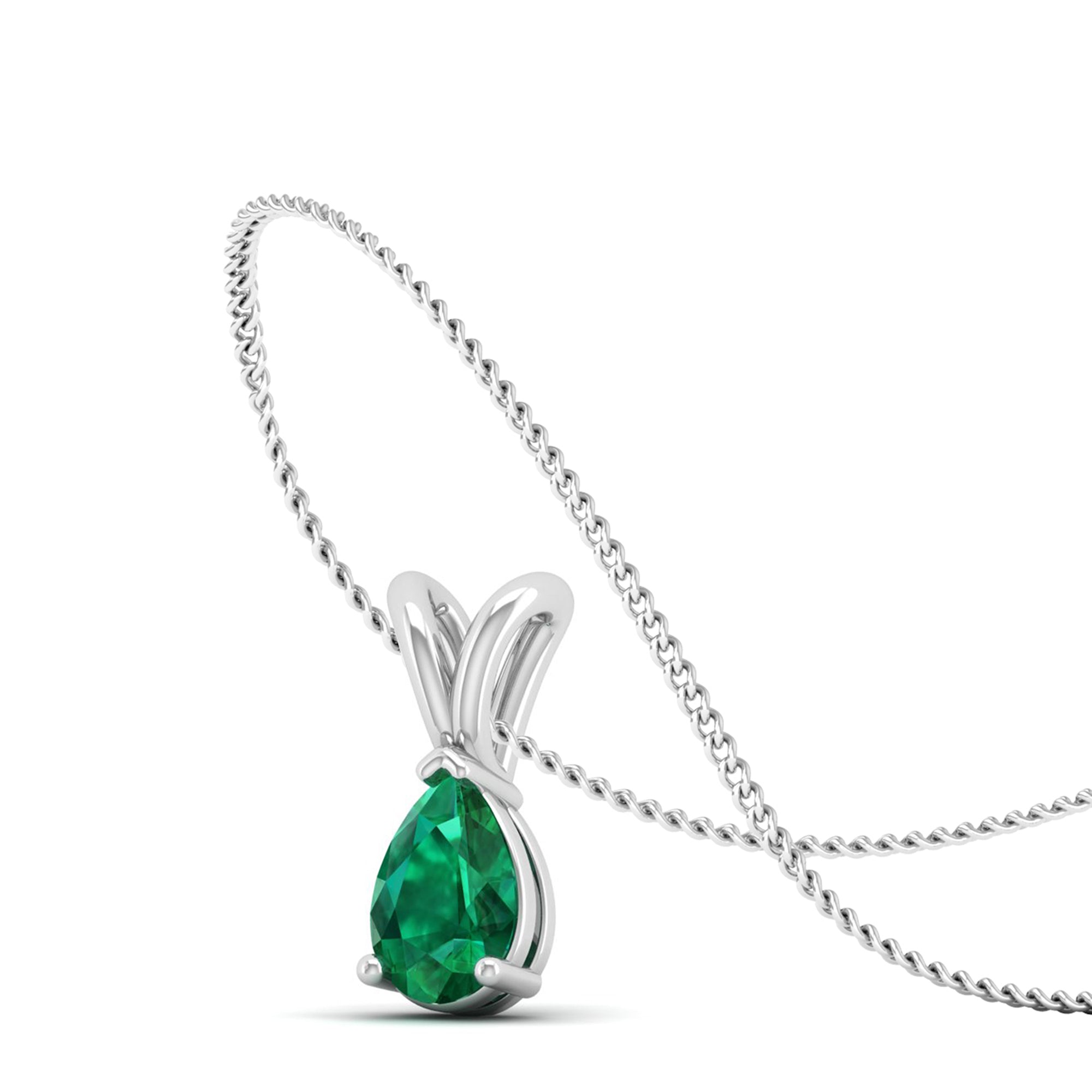 Pear Cut Emerald Pendant 1.0 Carat