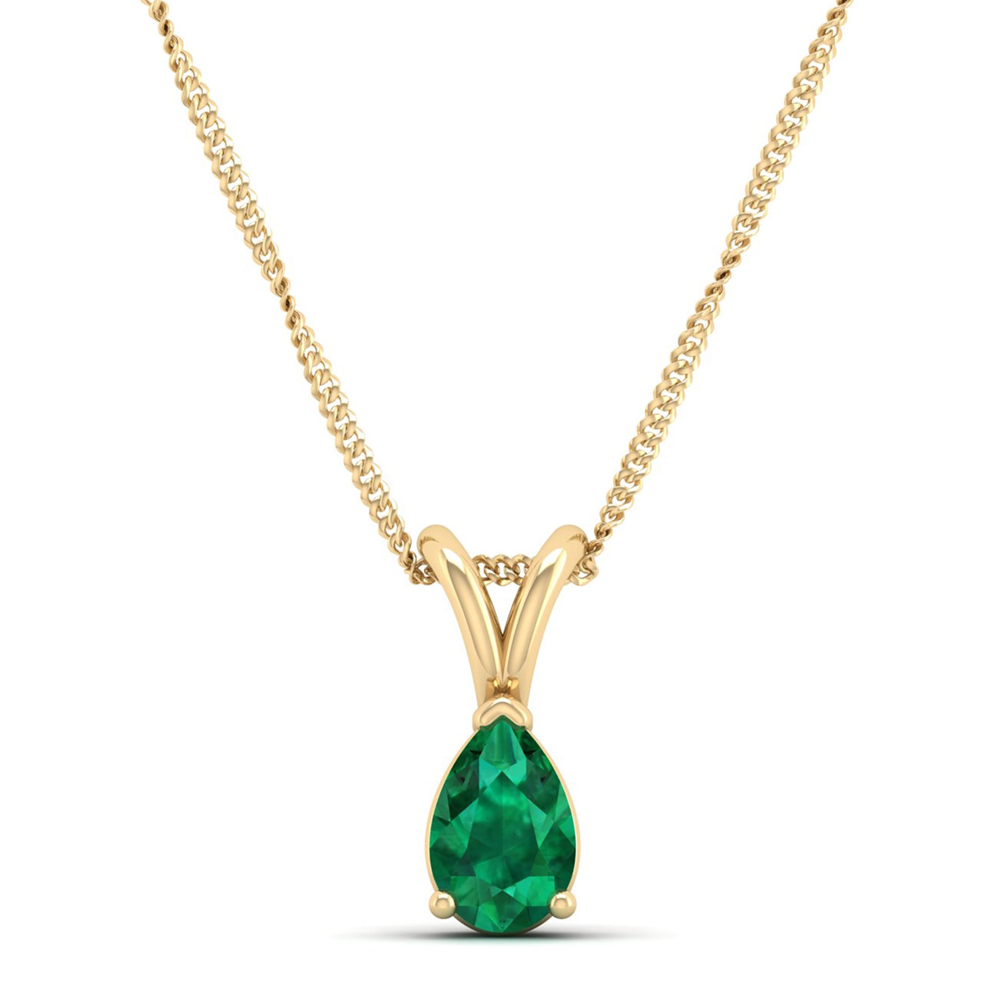 Pear Cut Emerald Pendant 1.0 Carat