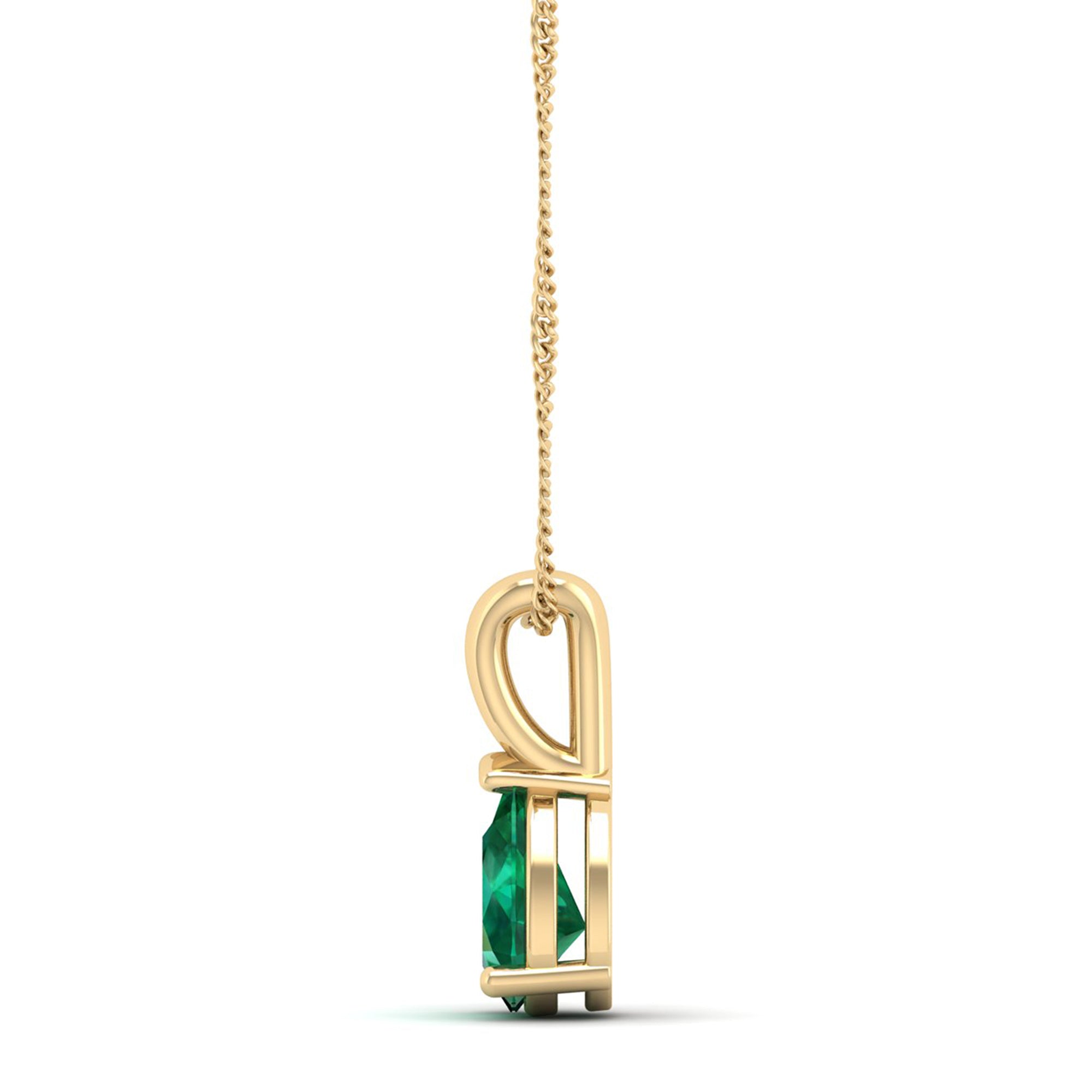 Pear Cut Emerald Pendant 1.0 Carat