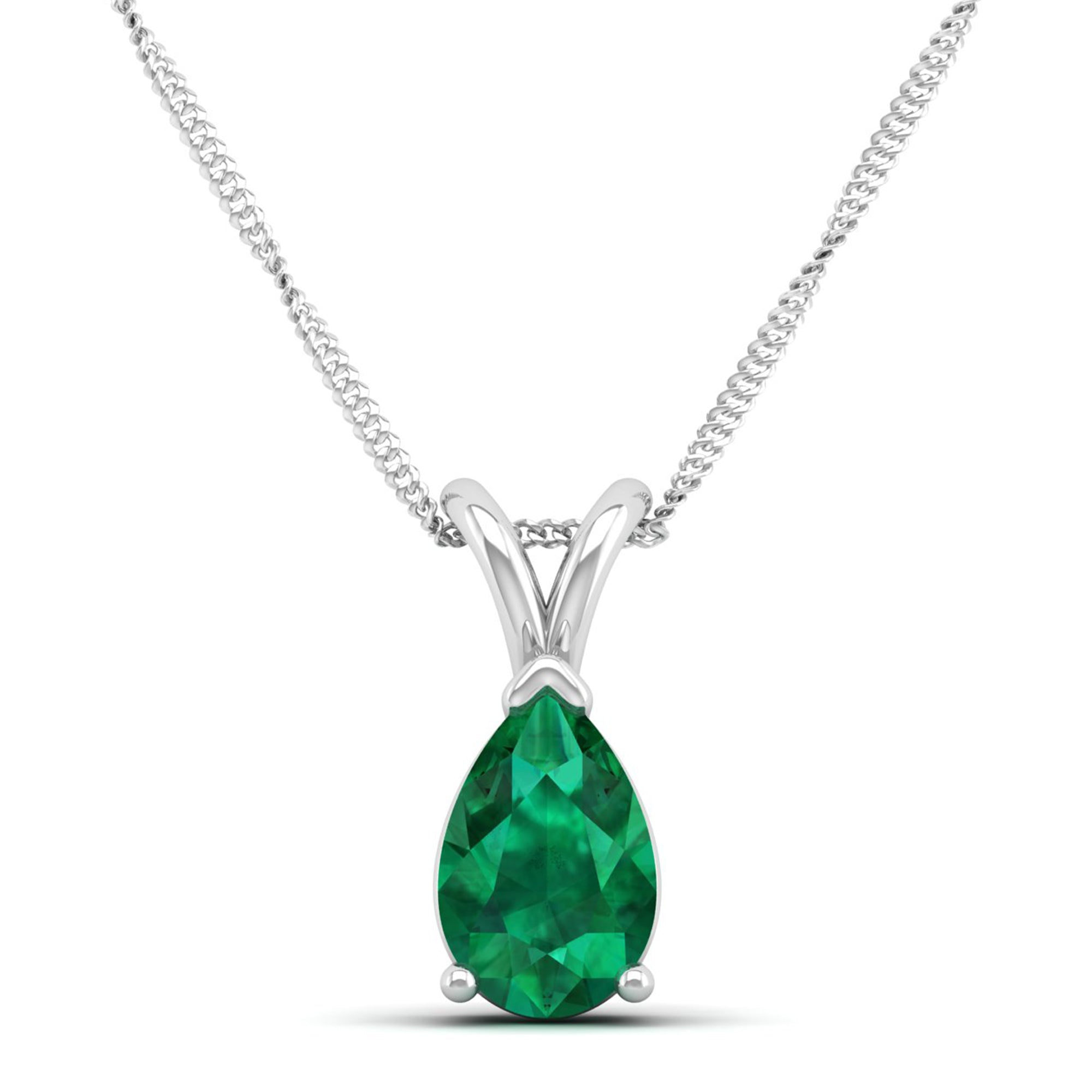 Pear Cut Emerald Pendant 1.5 Carat