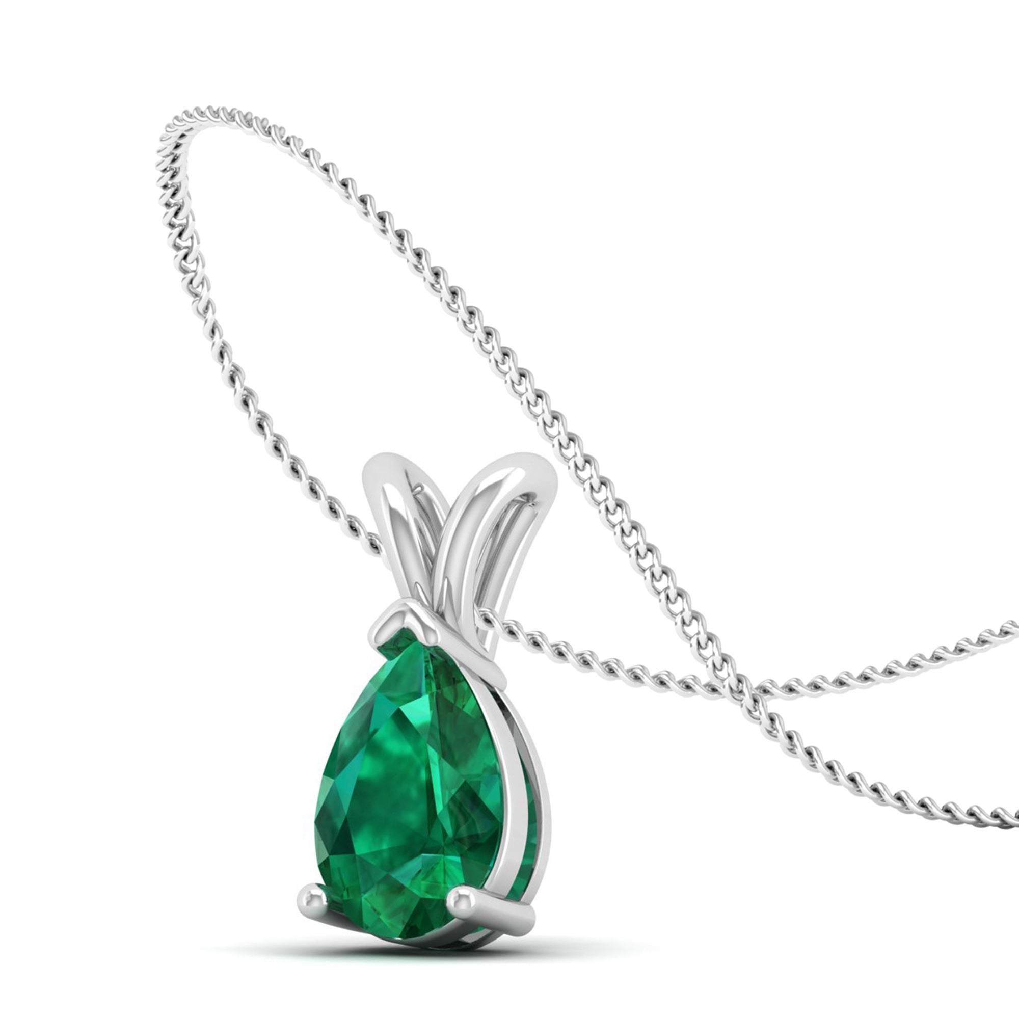Pear Cut Emerald Pendant 1.5 Carat