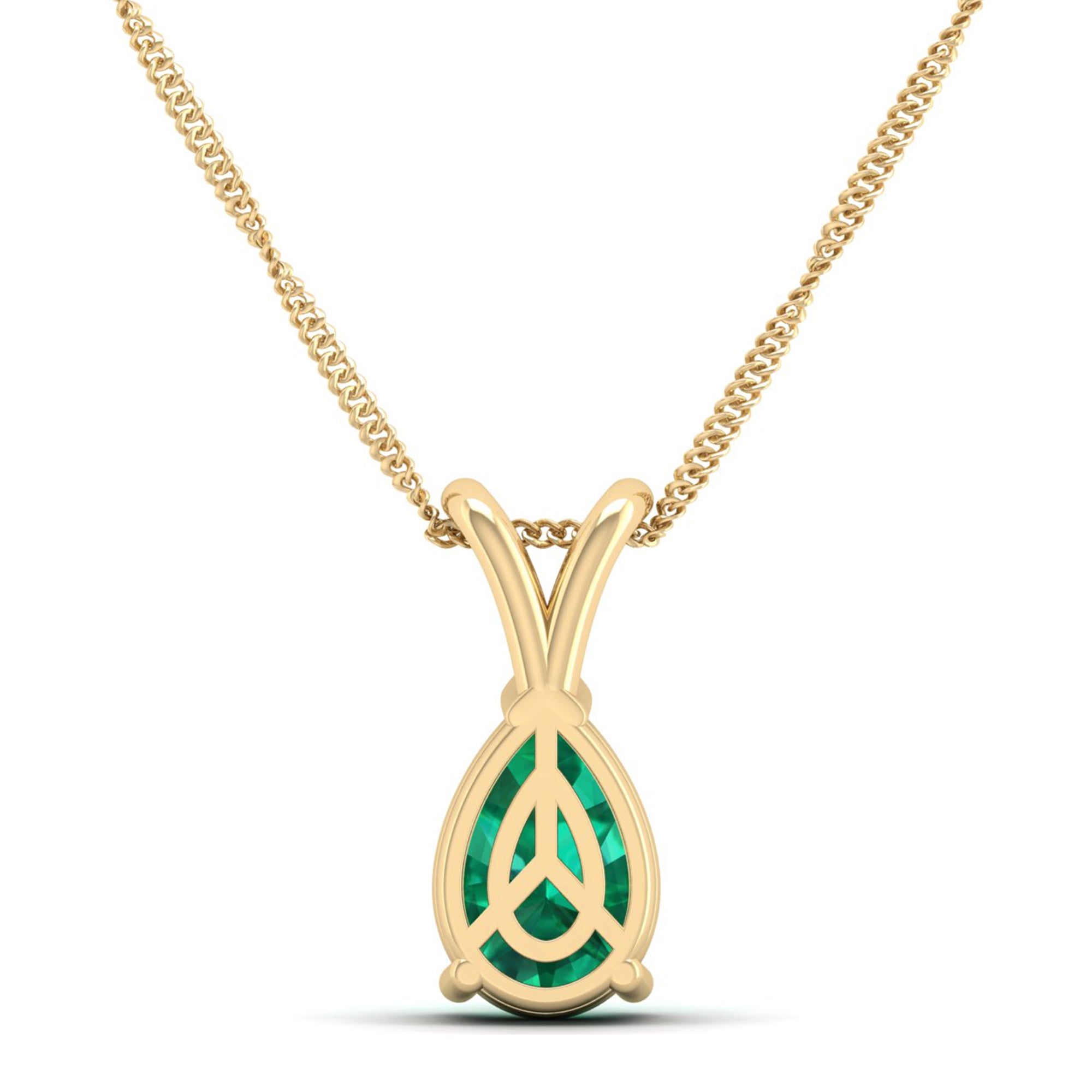 Pear Cut Emerald Pendant 1.5 Carat