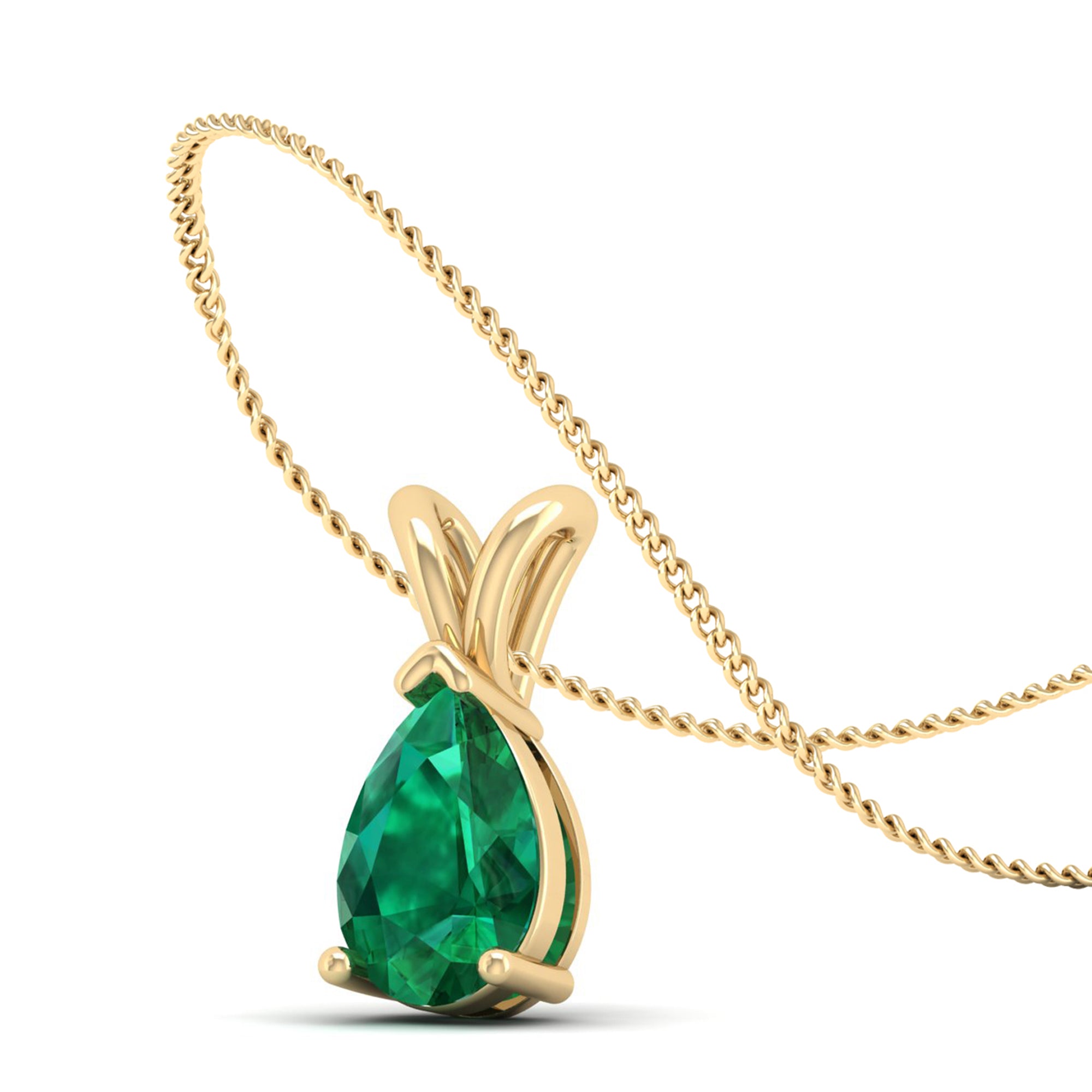 Pear Cut Emerald Pendant 1.5 Carat