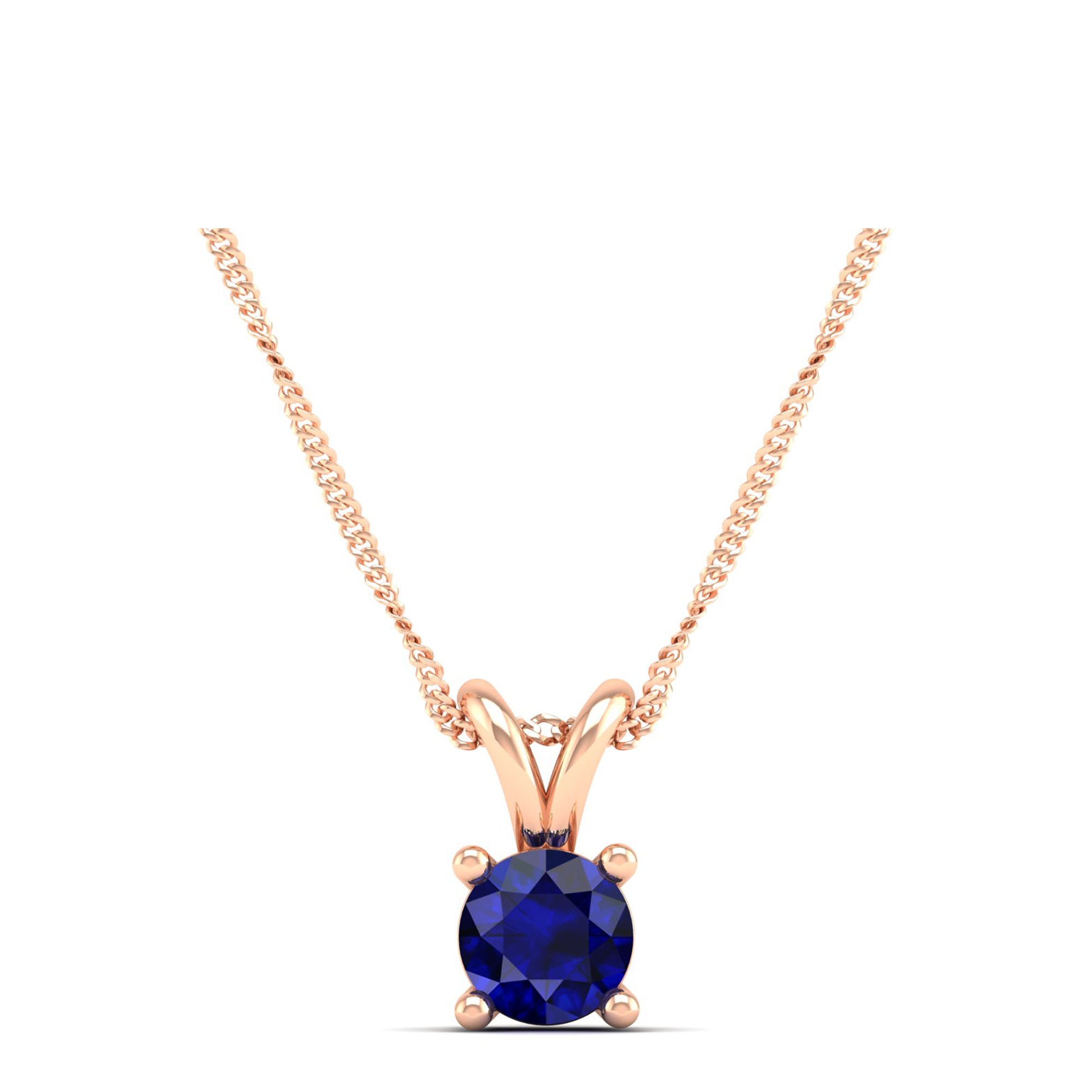 Round Cut Sapphire Pendant 0.5 Carat