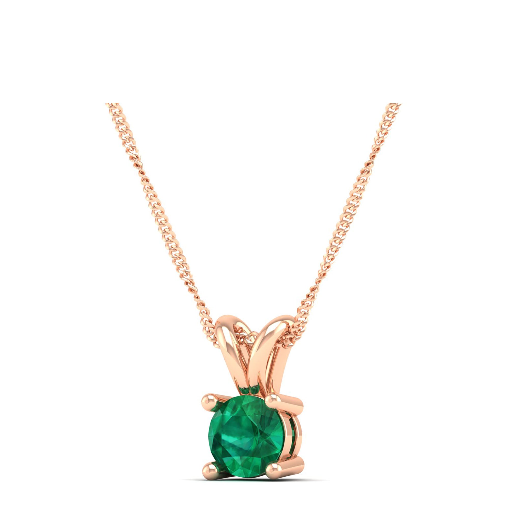Round Cut Emerald Pendant 0.5 Carat