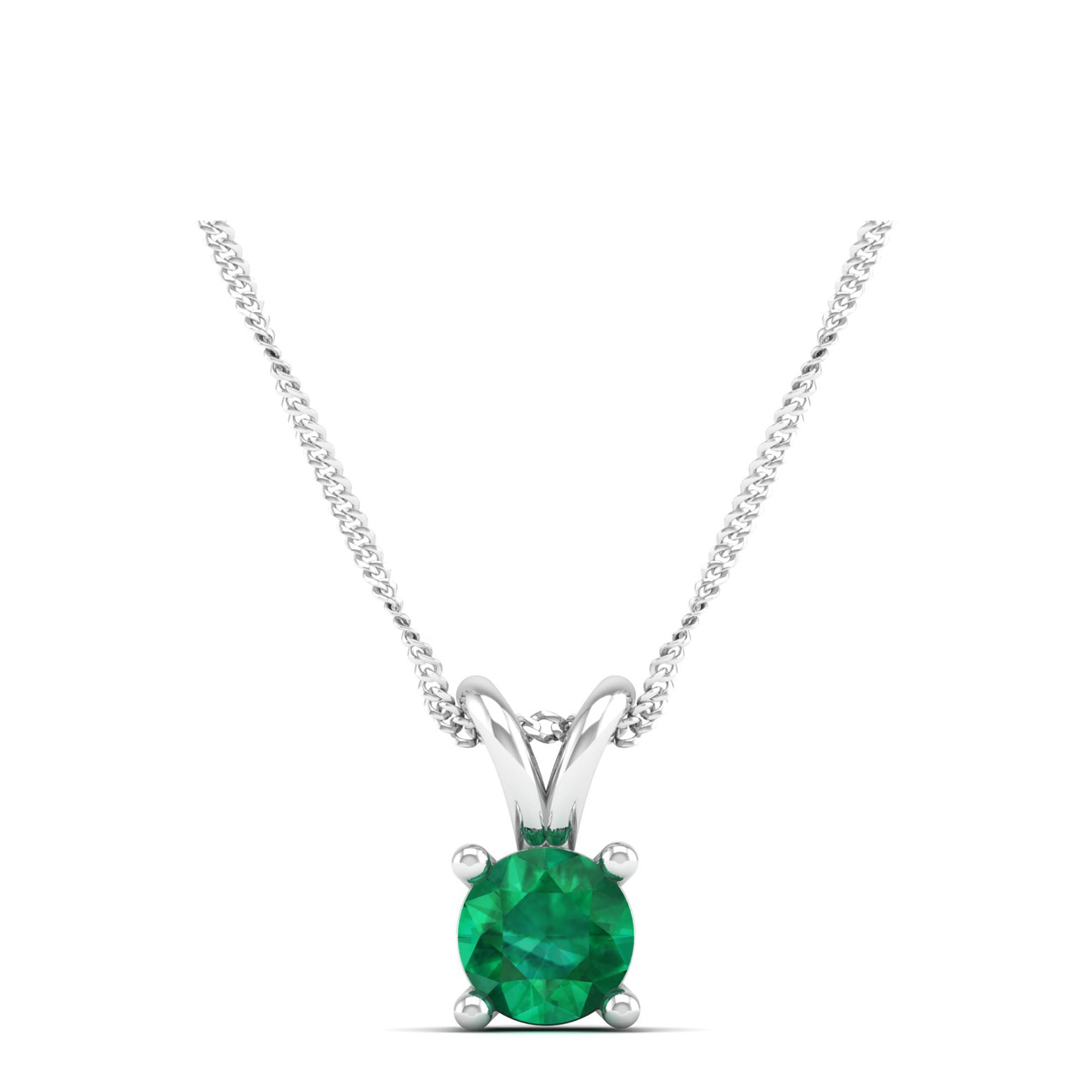 Round Cut Emerald Pendant 0.5 Carat