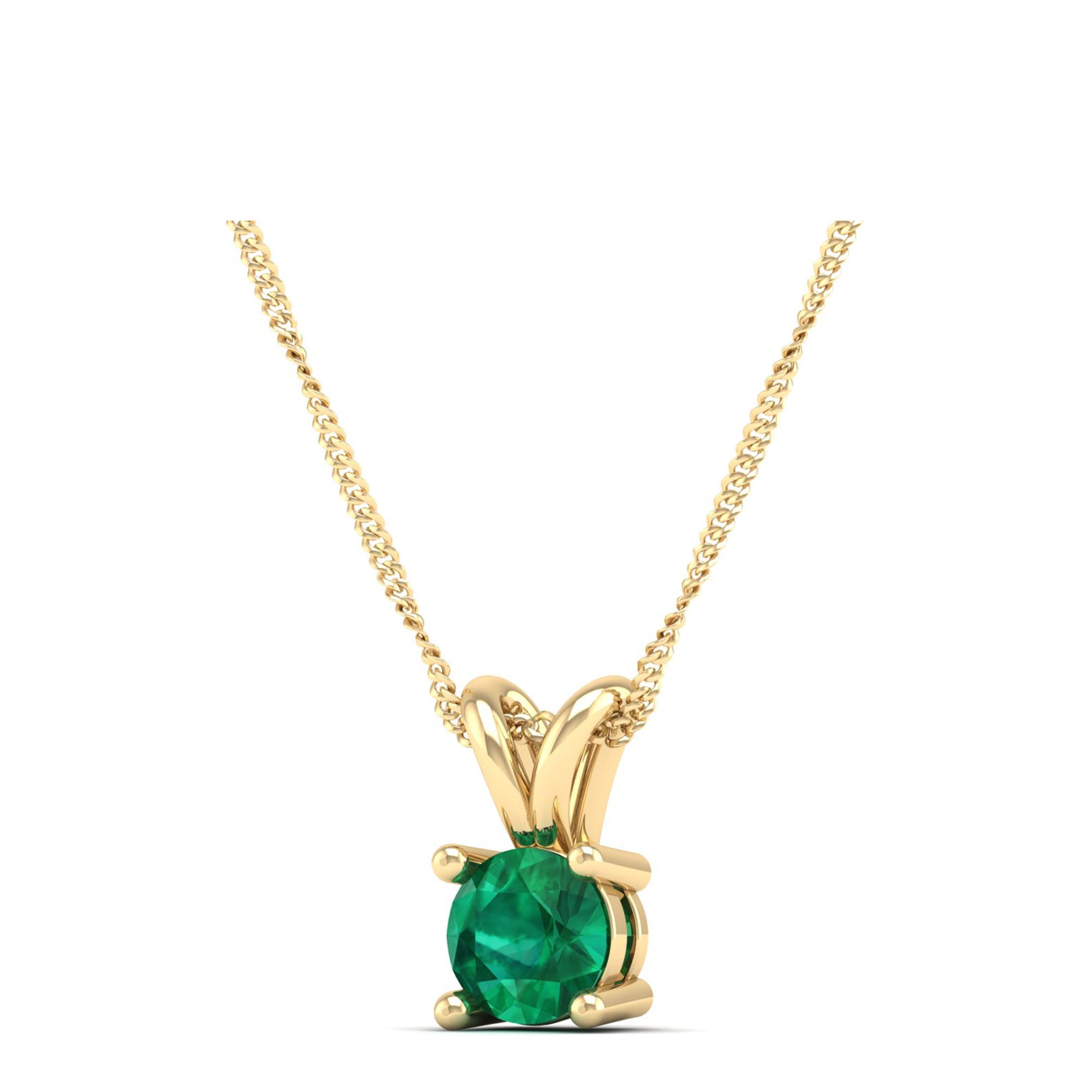Round Cut Emerald Pendant 0.5 Carat