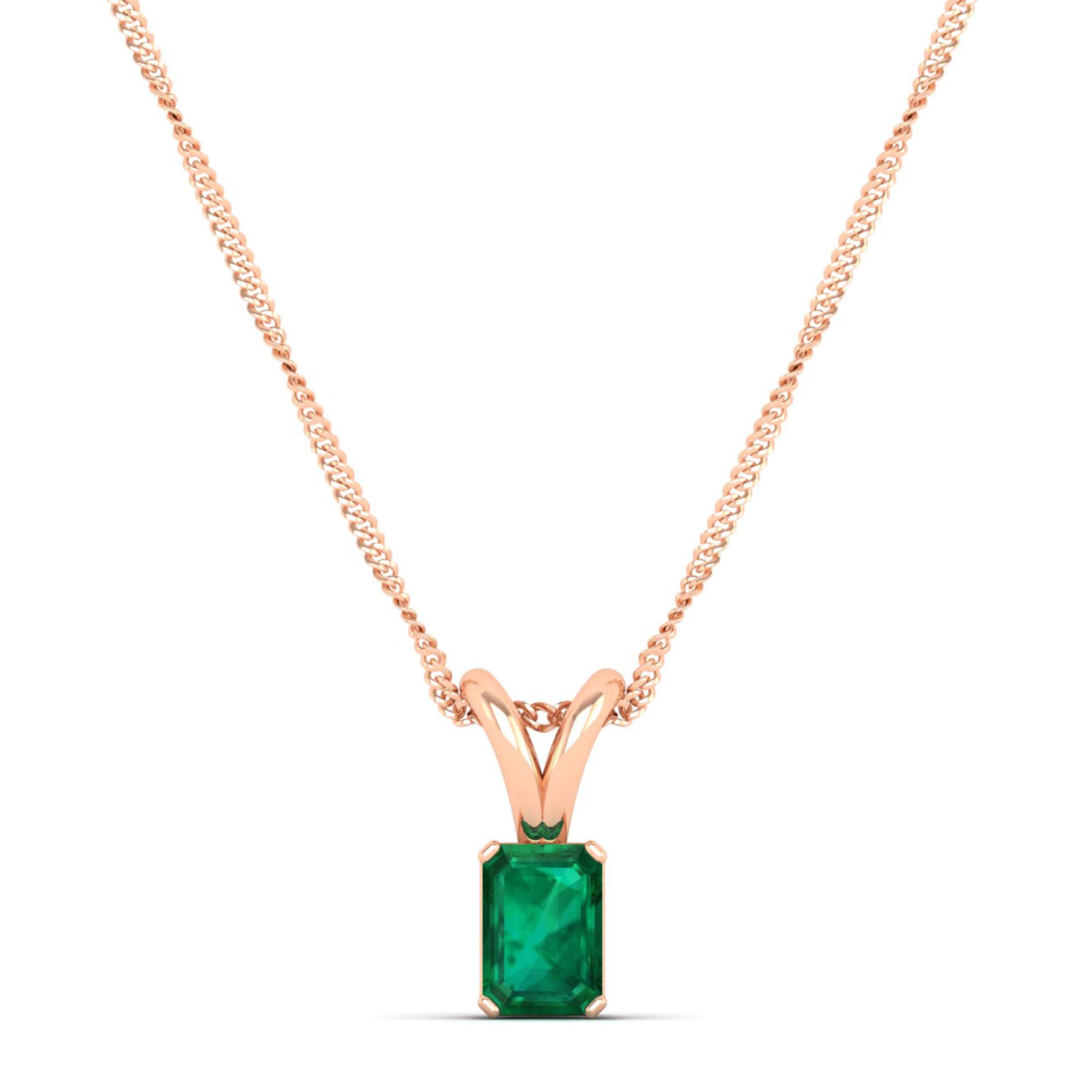 Emerald Cut Emerald Pendant 0.50 Carat