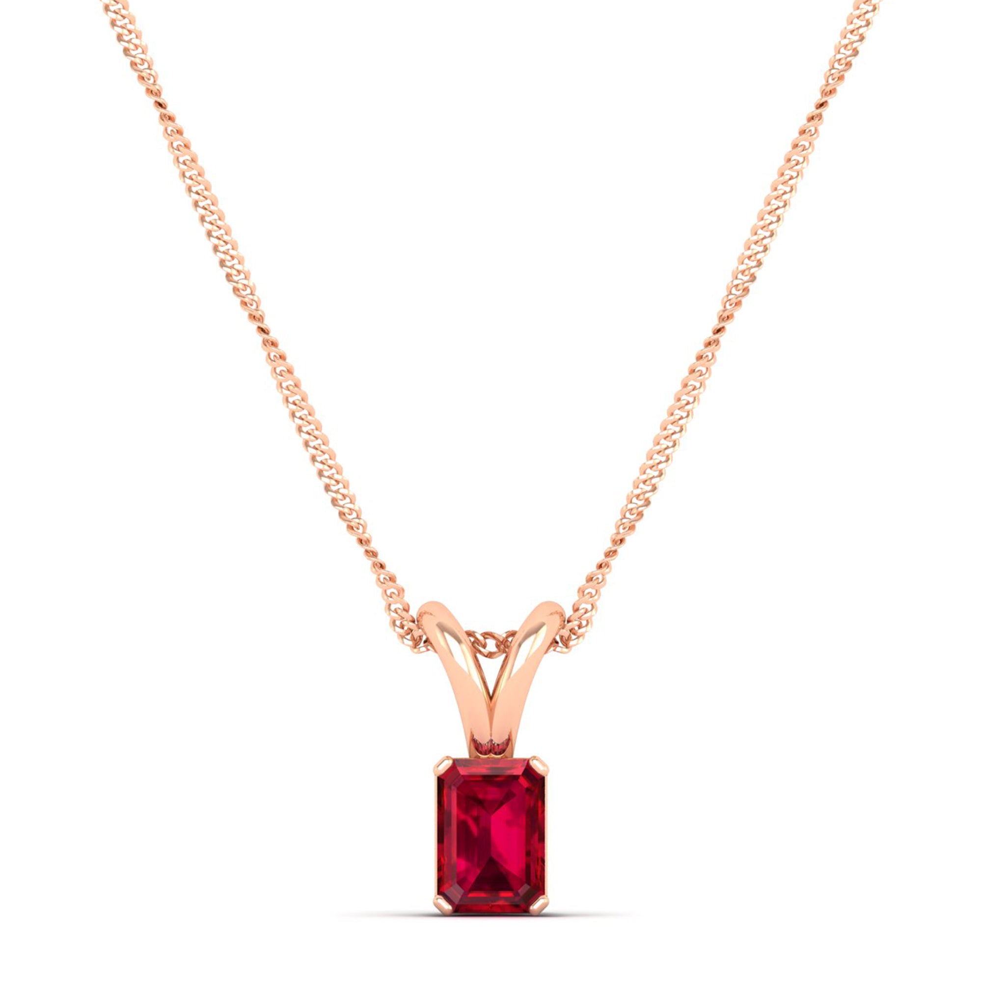 Emerald Cut Ruby Pendant 0.50 Carat