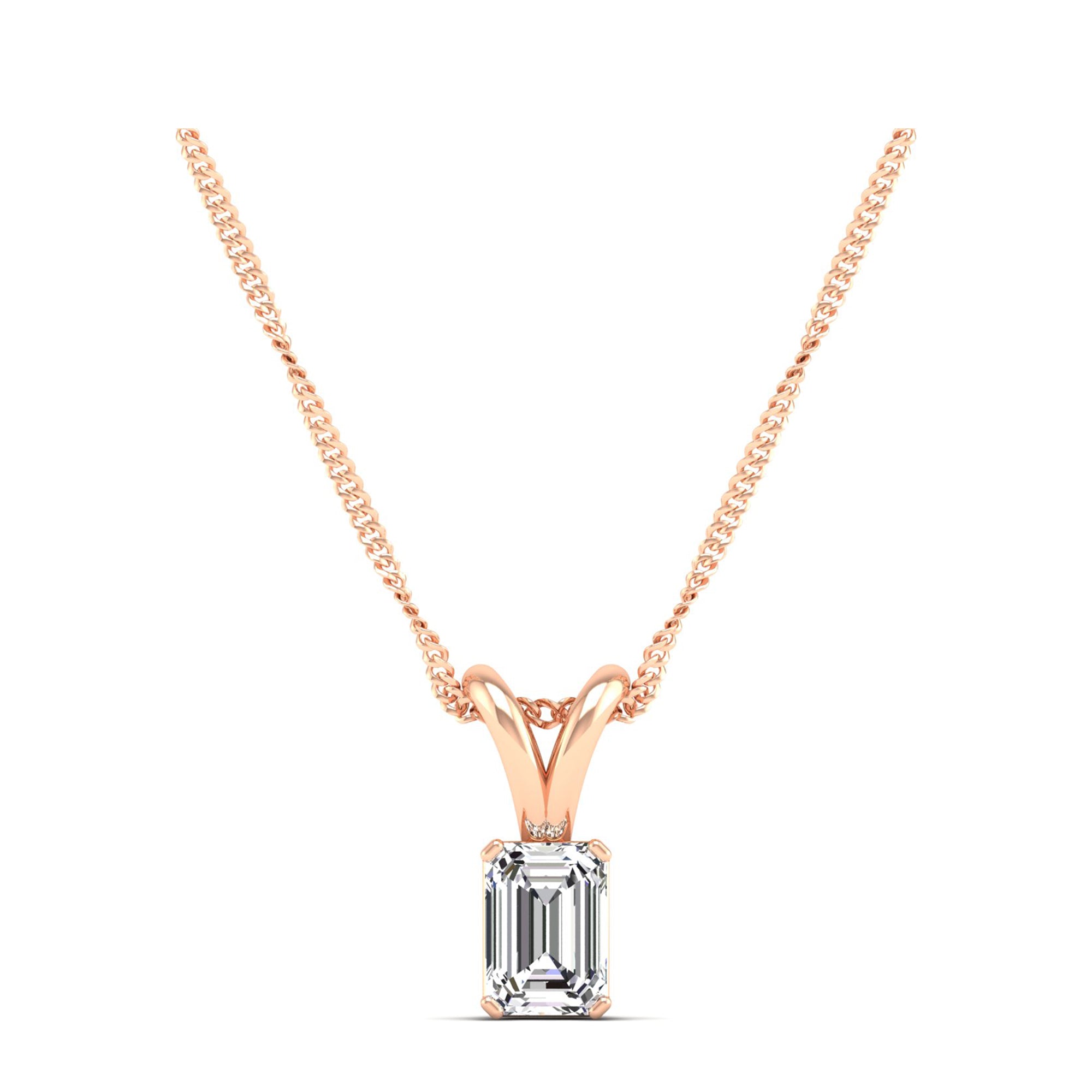 Emerald Cut Lab Grown Diamond Pendant 0.50 Carat