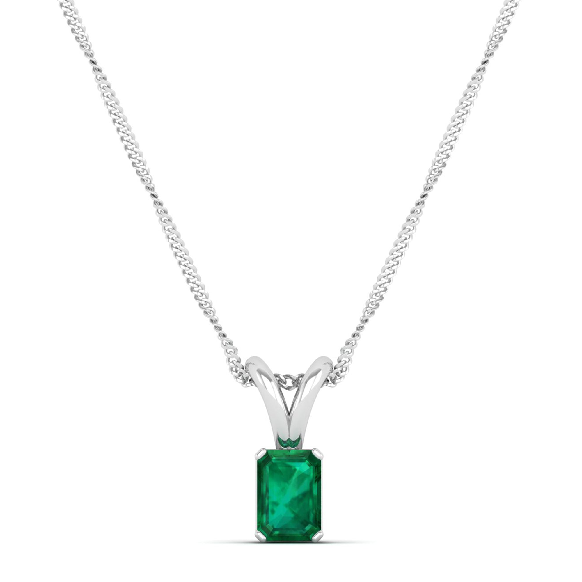 Emerald Cut Emerald Pendant 0.50 Carat