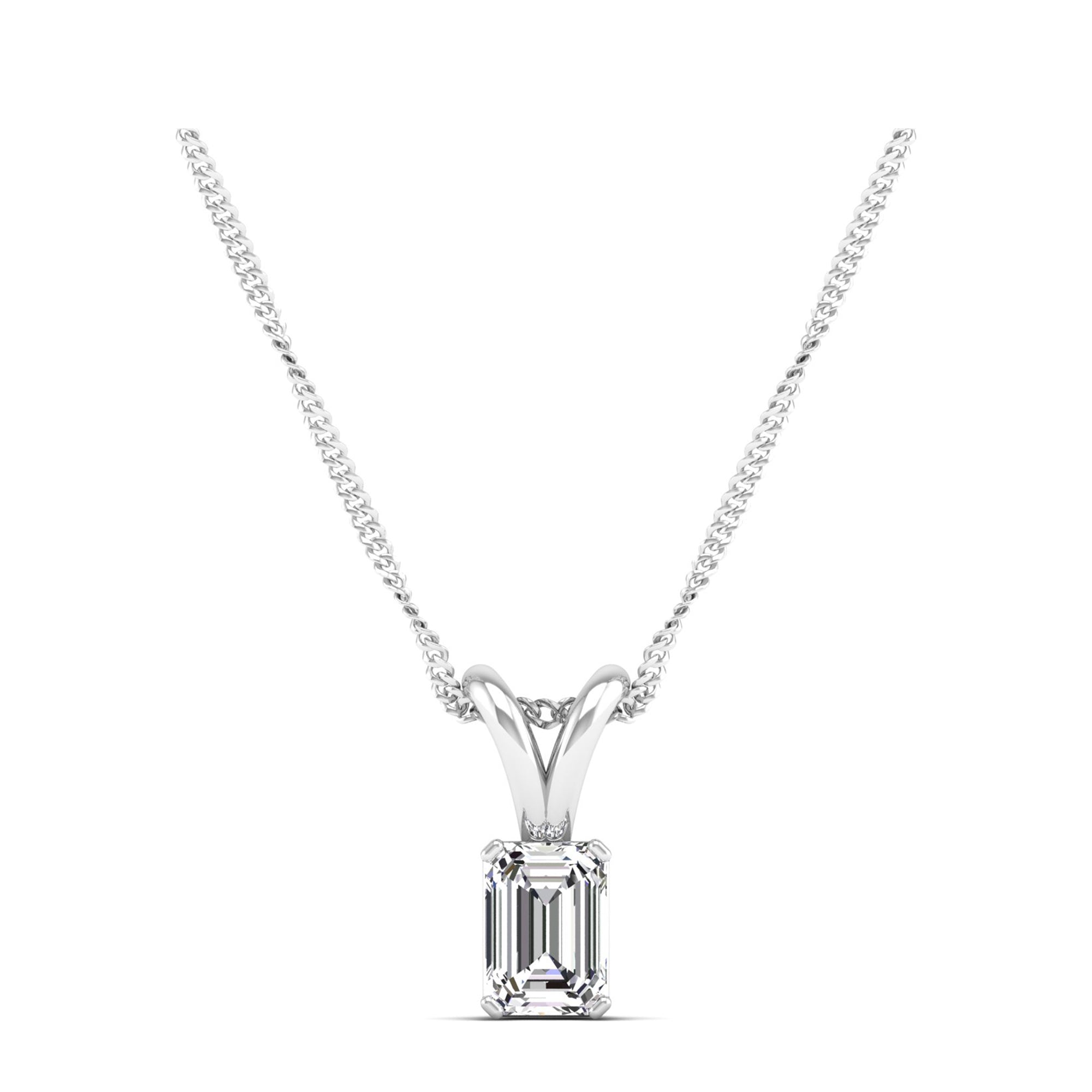 Emerald Cut Lab Grown Diamond Pendant 0.50 Carat