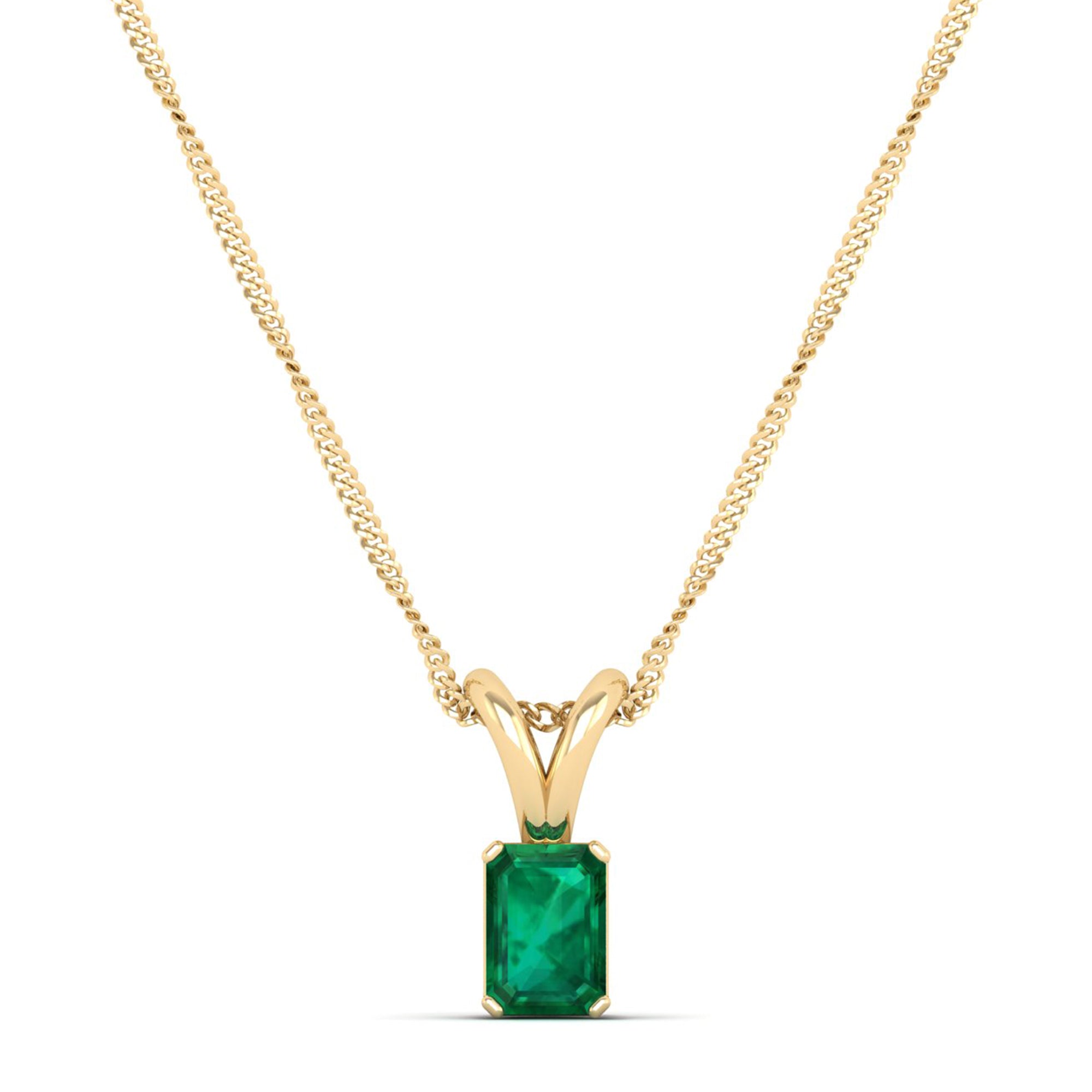Emerald Cut Emerald Pendant 0.50 Carat