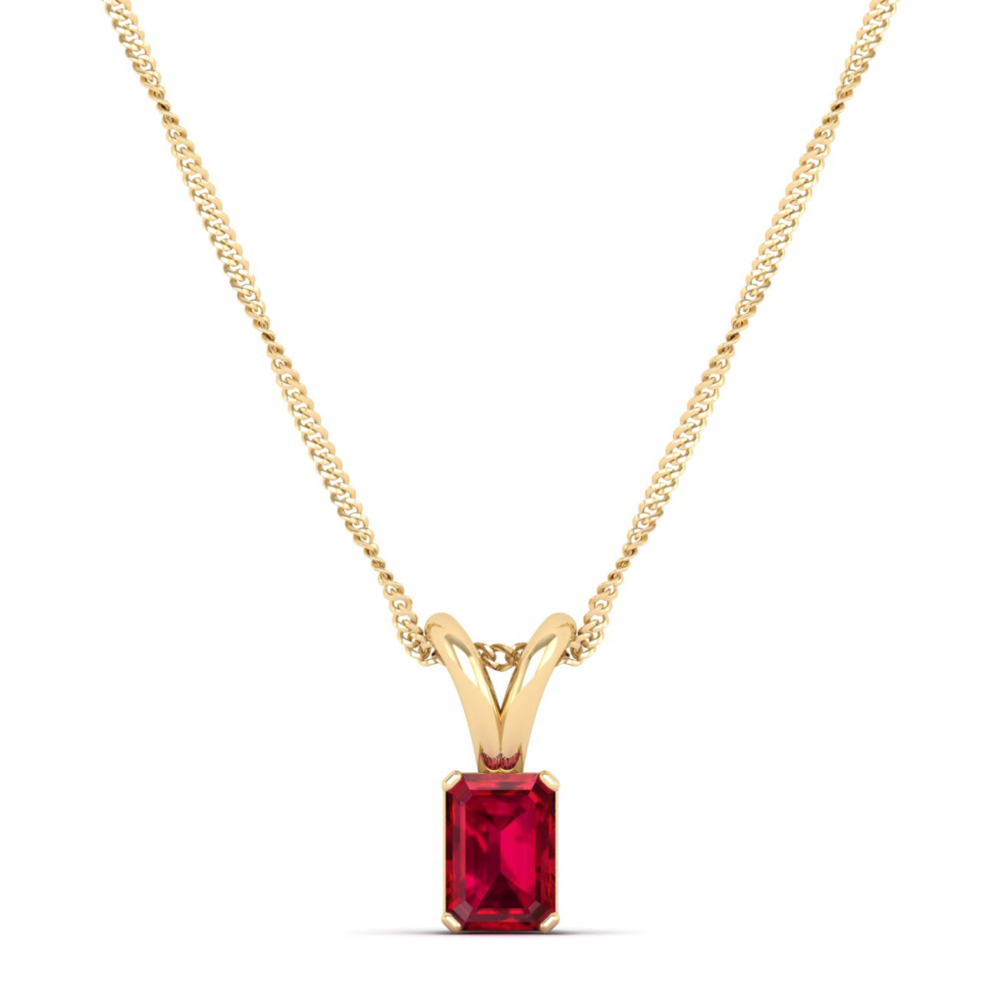 Emerald Cut Ruby Pendant 0.50 Carat