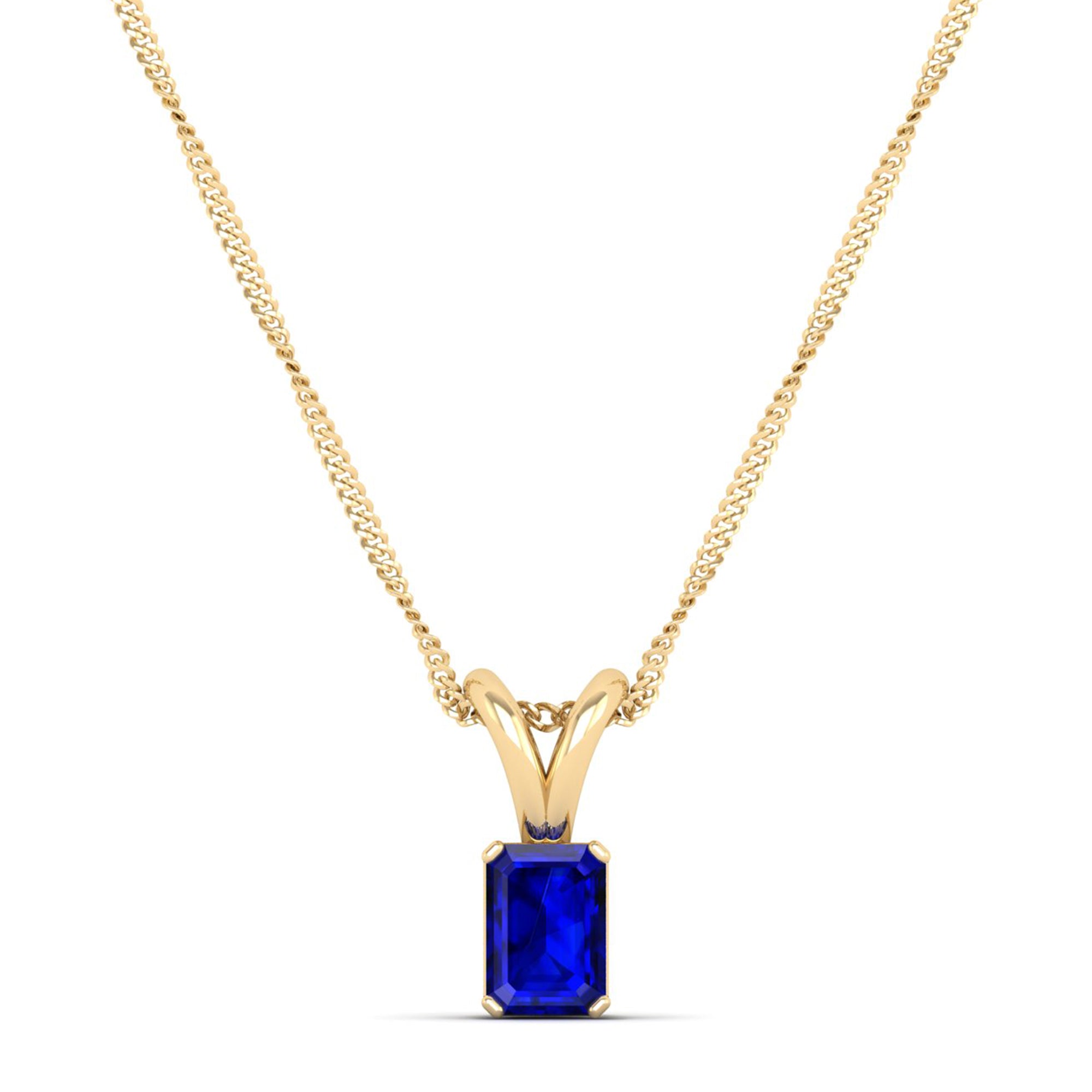 Emerald Cut Sapphire Pendant 0.50 Carat